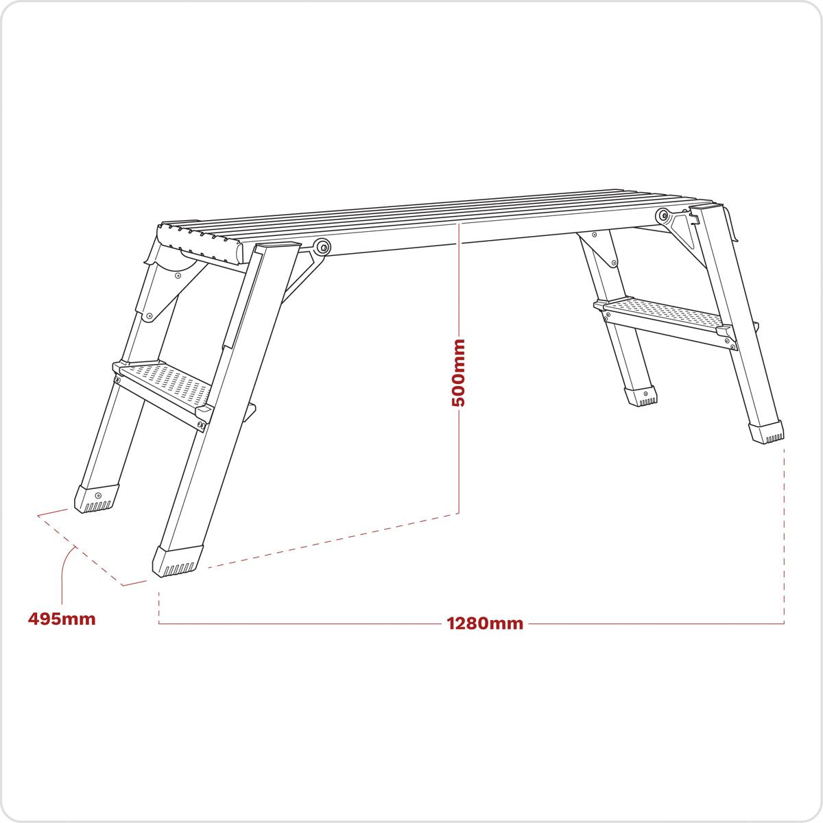 Sealey Aluminium Folding Platform 2-Tread EN 131-4 