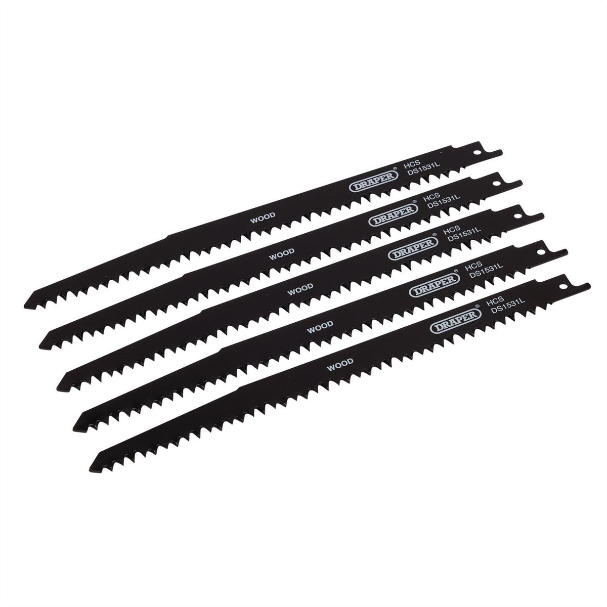 Draper Reciprocating Saw Blades for Wood Cutting 240mm 5tpi (Pack of 5) 38803  White Rose Tools