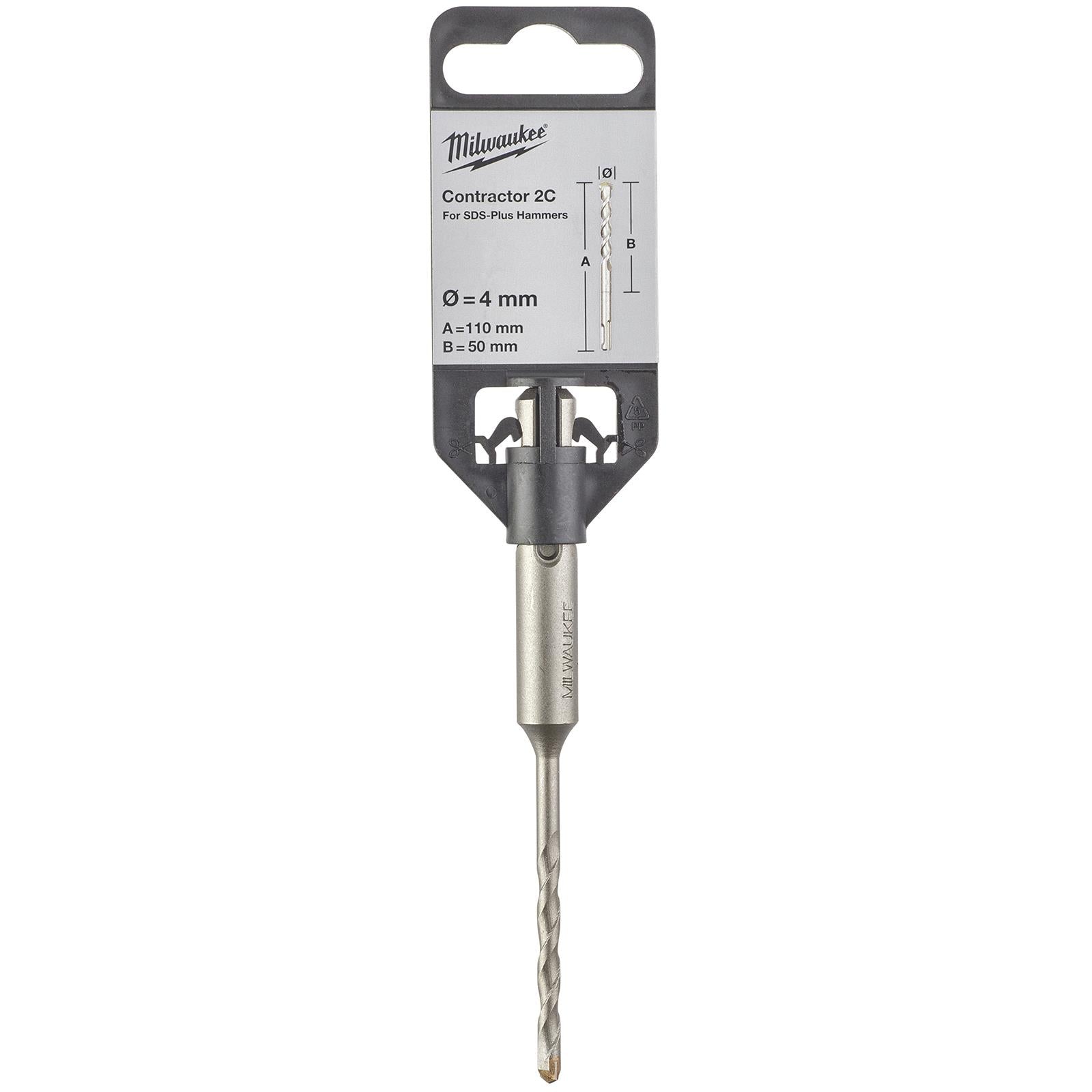 Milwaukee SDS Plus Contractor Hammer Drill Bits 2 Cut 