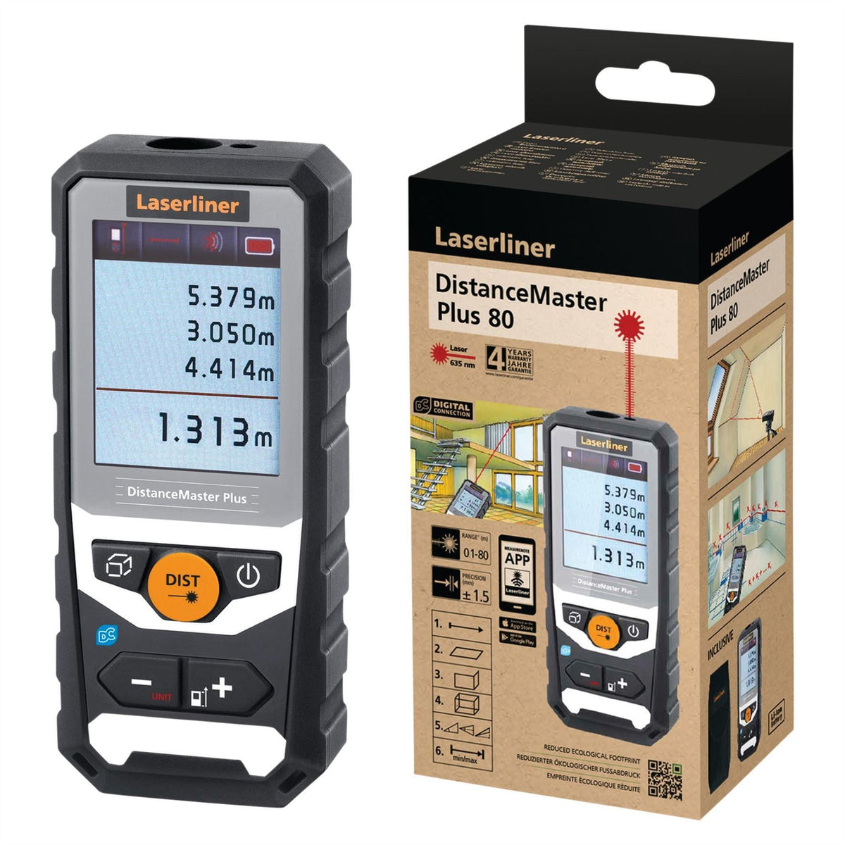 Laserliner 080.984E DistanceMaster Plus 80 Laser Distance Measurer 32151  White Rose Tools