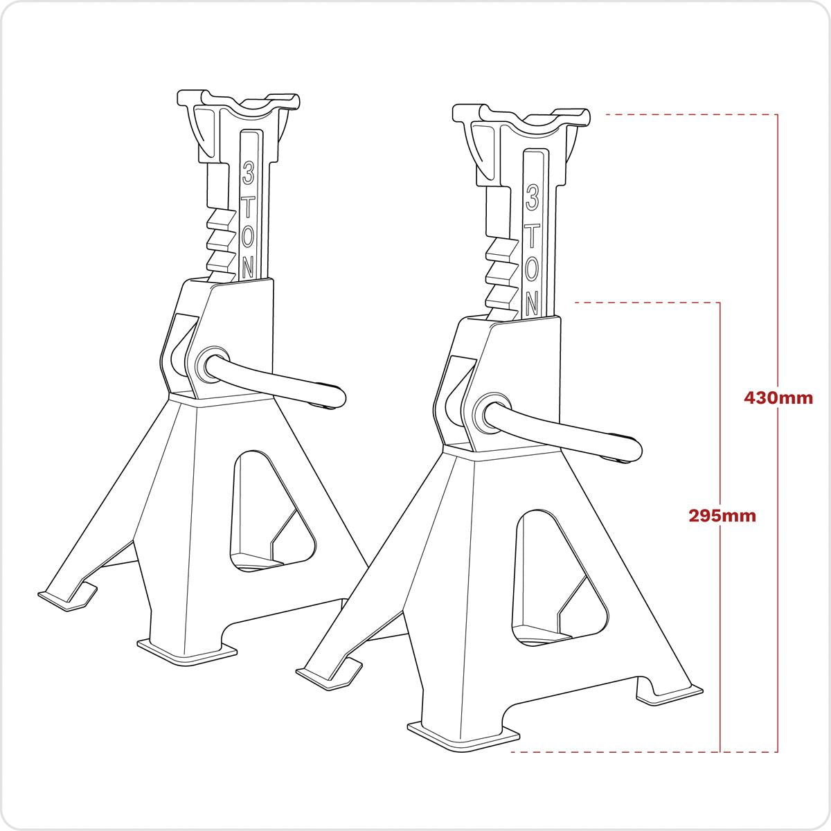 Sealey Ratchet Type Axle Stands (Pair) 3 Tonne Capacity per Stand - Hi-Vis Green