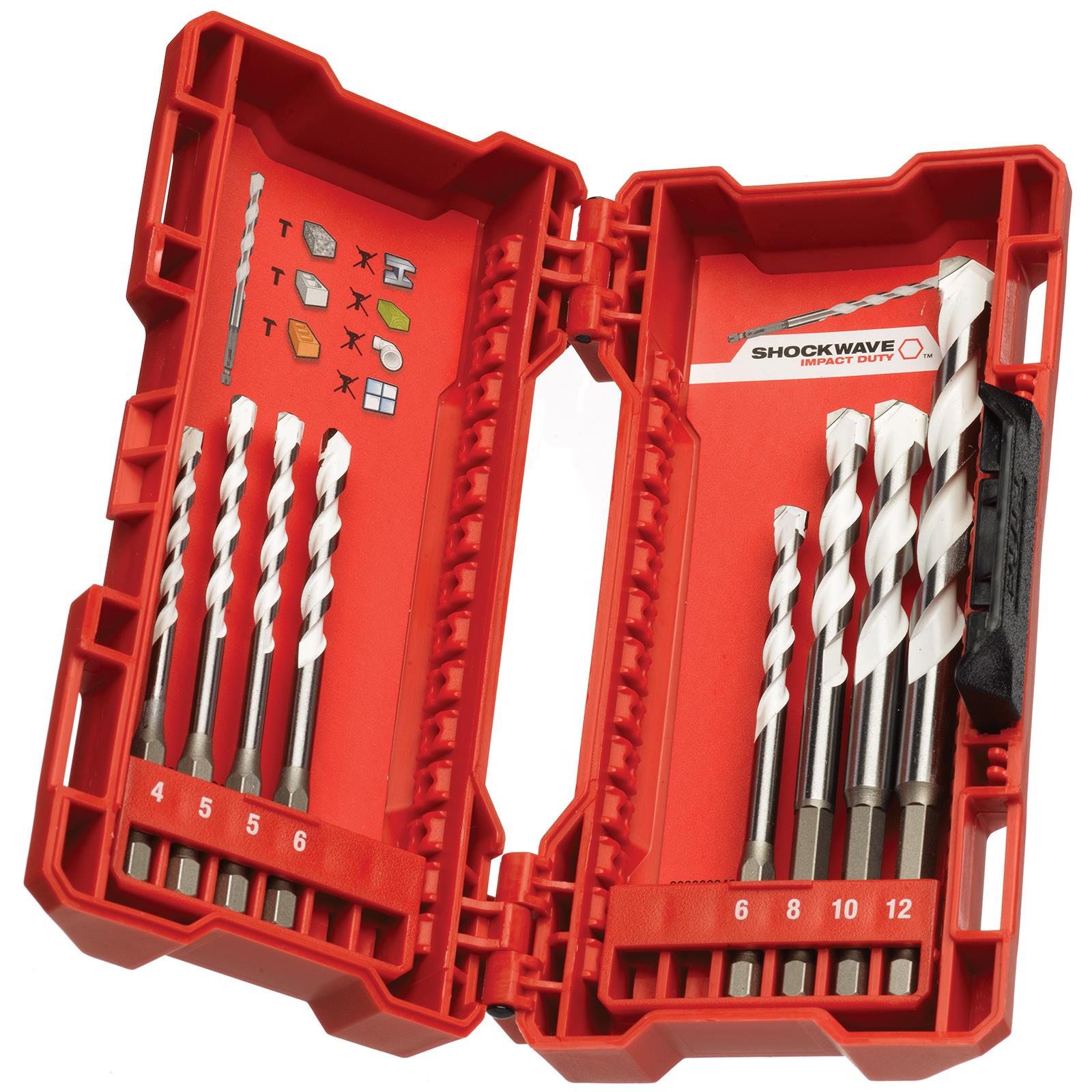 Milwaukee Multi Material Drill Bit Set Shockwave Impact Duty 8 Piece 4-12mm 