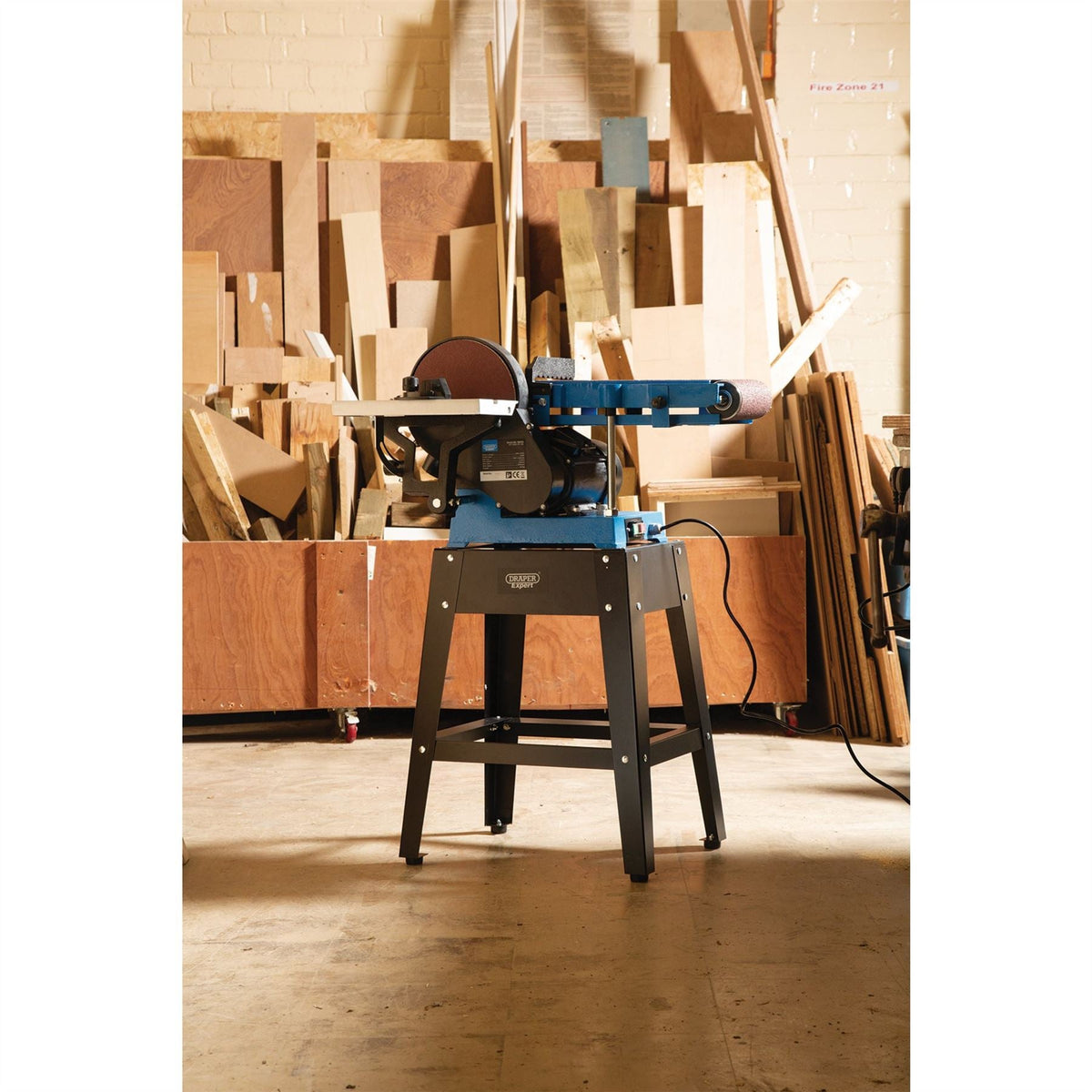 Draper Expert 230V Belt and Disc Sander With Tool Stand 150mm 750W 98423  White Rose Tools