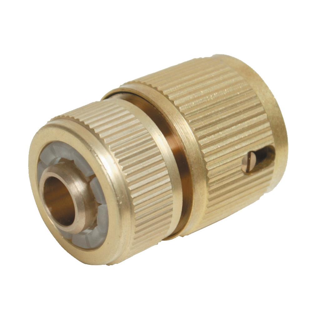 Silverline 1/2" Auto Stop Brass Quick Garden Hose Connector Female