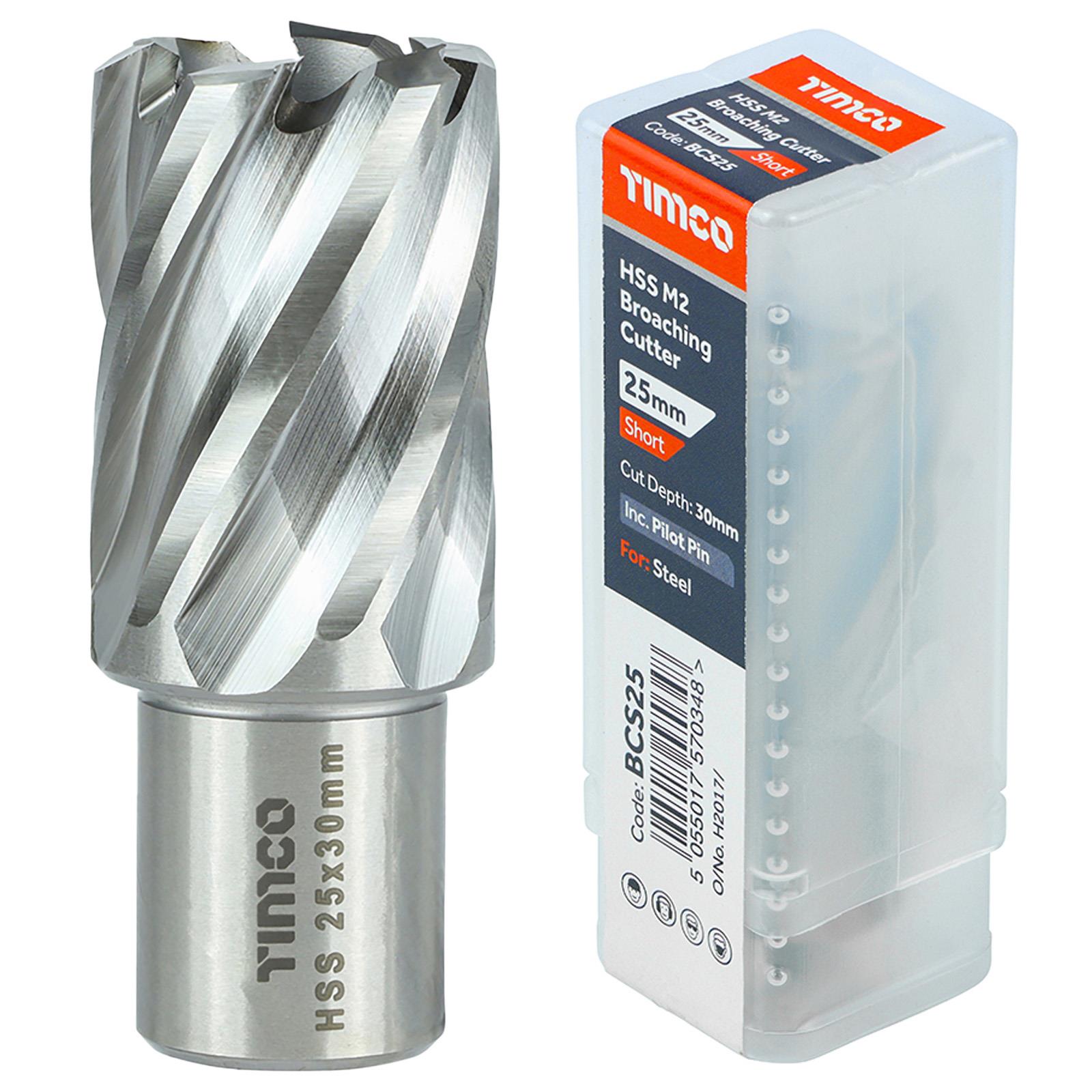 TIMCO Broaching Cutters M2 HSS Steel Mag Drill Bit and Replacement Pilot Pins - Choose Size