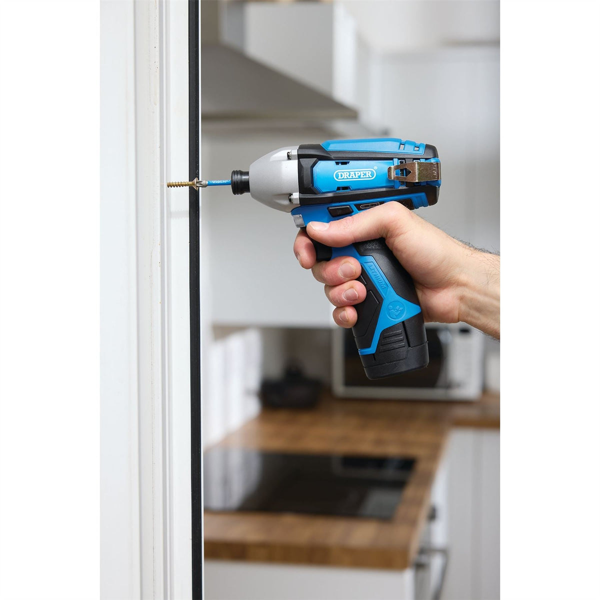 Draper 12V Impact Driver 1/4" Hex. 1 x 1.5Ah Battery 1 x Fast Charger 70332  White Rose Tools