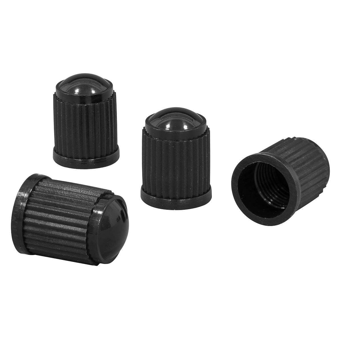 Sealey Plastic Valve Caps 4pc - Black