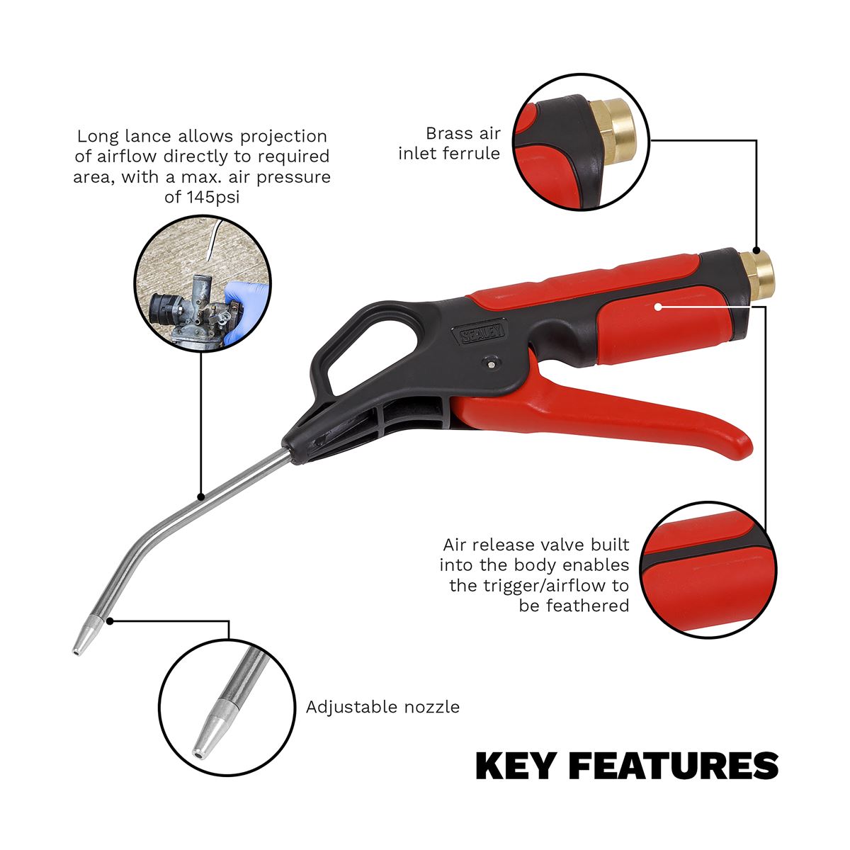 Sealey Air Blow Gun 110mm with 1/4"BSP Air Inlet 