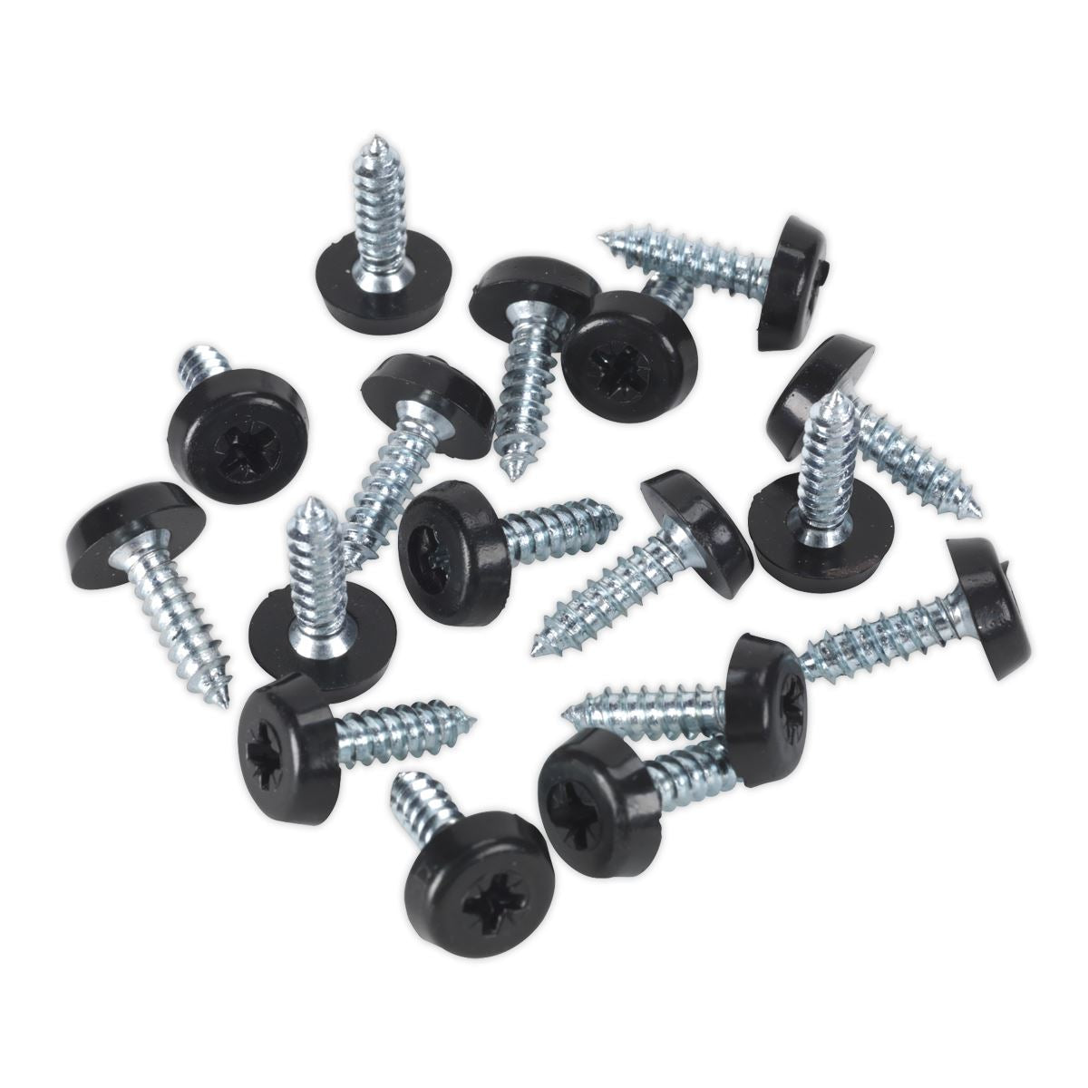 Sealey Numberplate Screw Plastic Enclosed Head 4.8 x 18mm Black Pack of 50 
