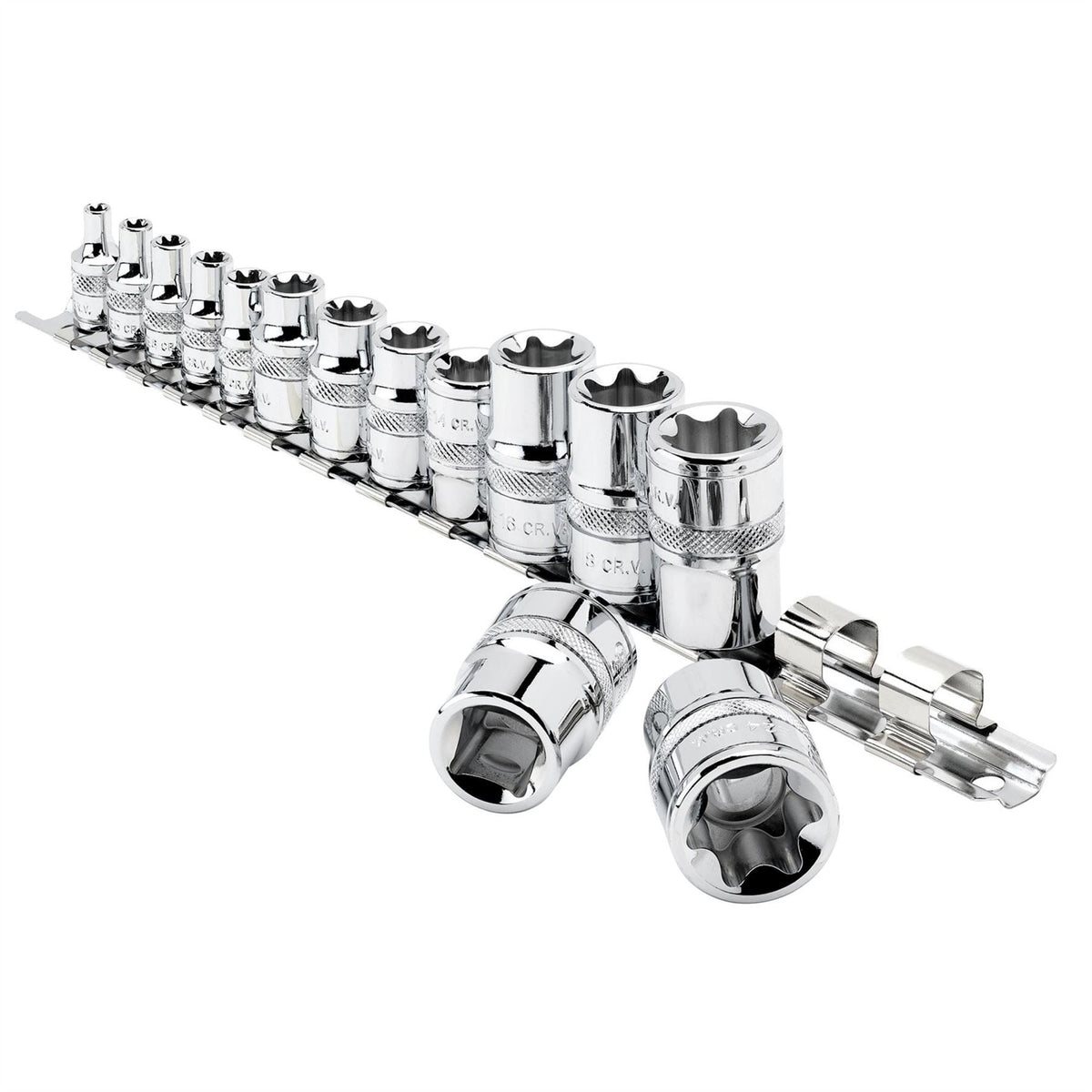 Draper Expert TX-STAR® Socket Set on Rail 1/4" 3/8" & 1/2" Sq. Dr. (14 Piece) 34415  White Rose Tools