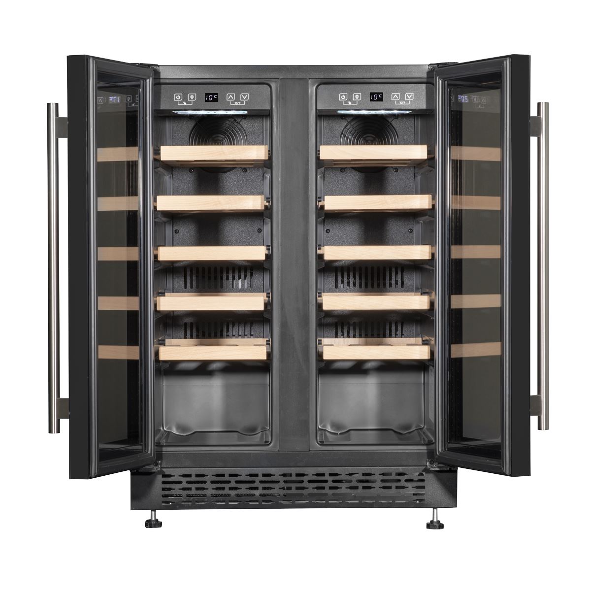 Baridi 60cm Dual Zone Wine Cooler and Drinks Fridge 40 Bottle/120 Can Built-In Under Counter/Freestanding Glass Fronted Bar Drinks Fridge Chiller