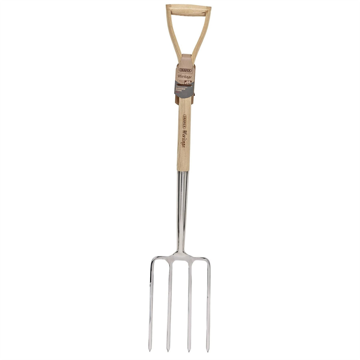 Draper Heritage Stainless Steel Digging Fork with Ash Handle 99013  White Rose Tools