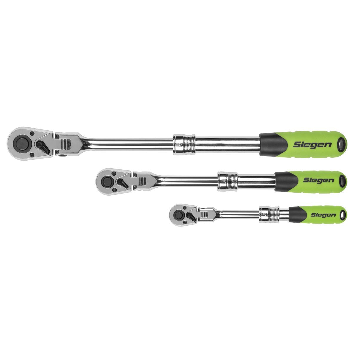 Siegen by Sealey Siegen Extendable Flexi-Head Ratchet Wrench Set 3pc  White Rose Tools