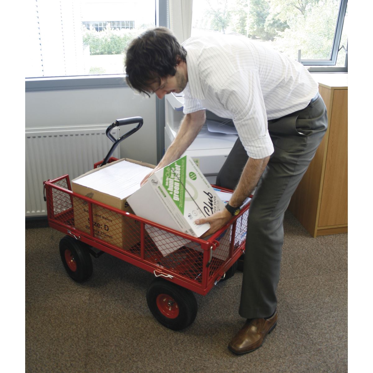 Sealey Platform Truck with Removable Sides Pneumatic Tyres 200kg Capacity 