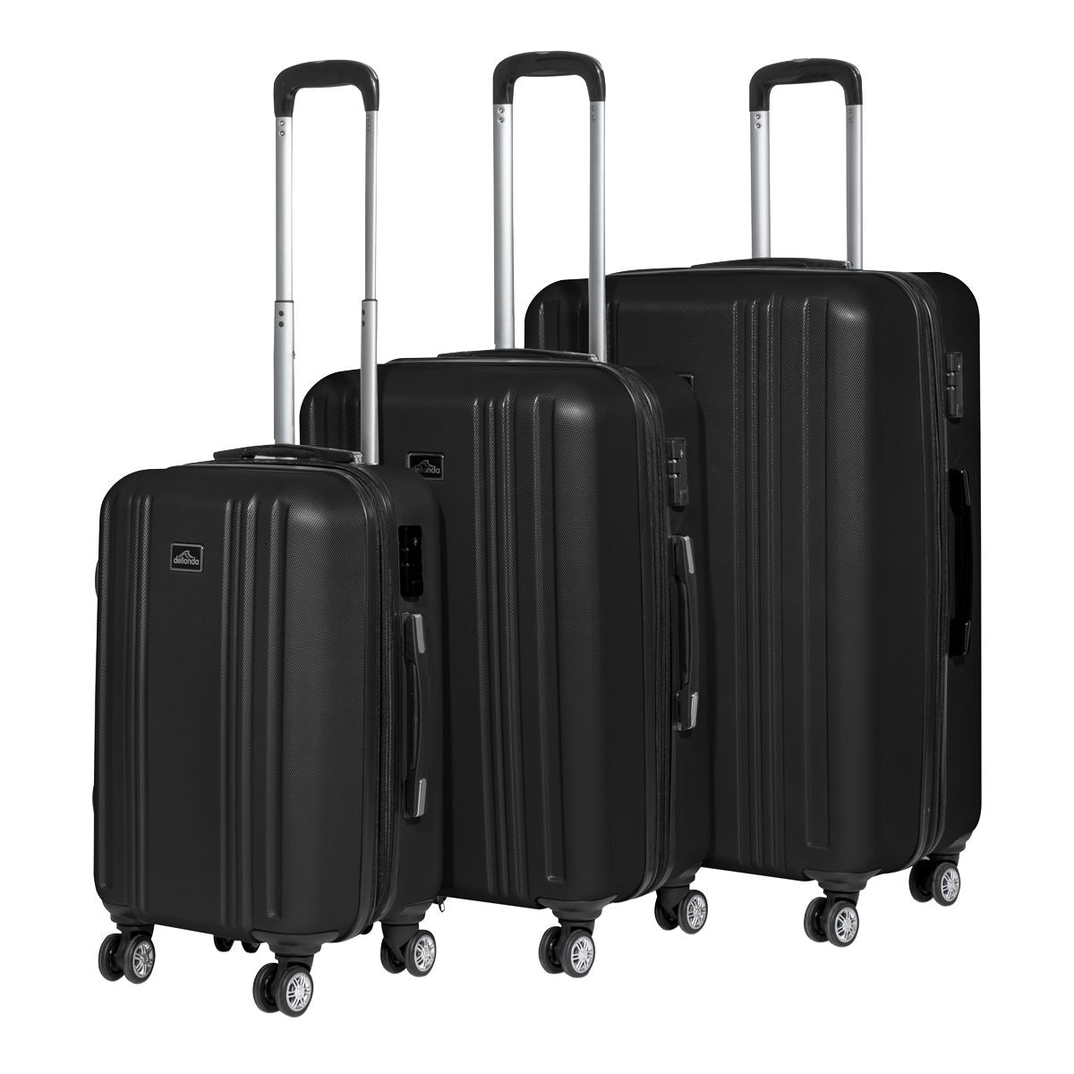 Dellonda 3-Piece Lightweight Luggage Suitcase Trolley Set ABS TSA Lock Black - DL11
