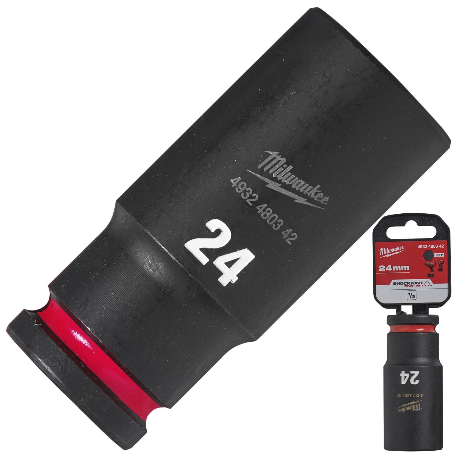 Milwaukee Impact Sockets Deep 1/2" Drive 8-36mm SHOCKWAVE Impact Duty 