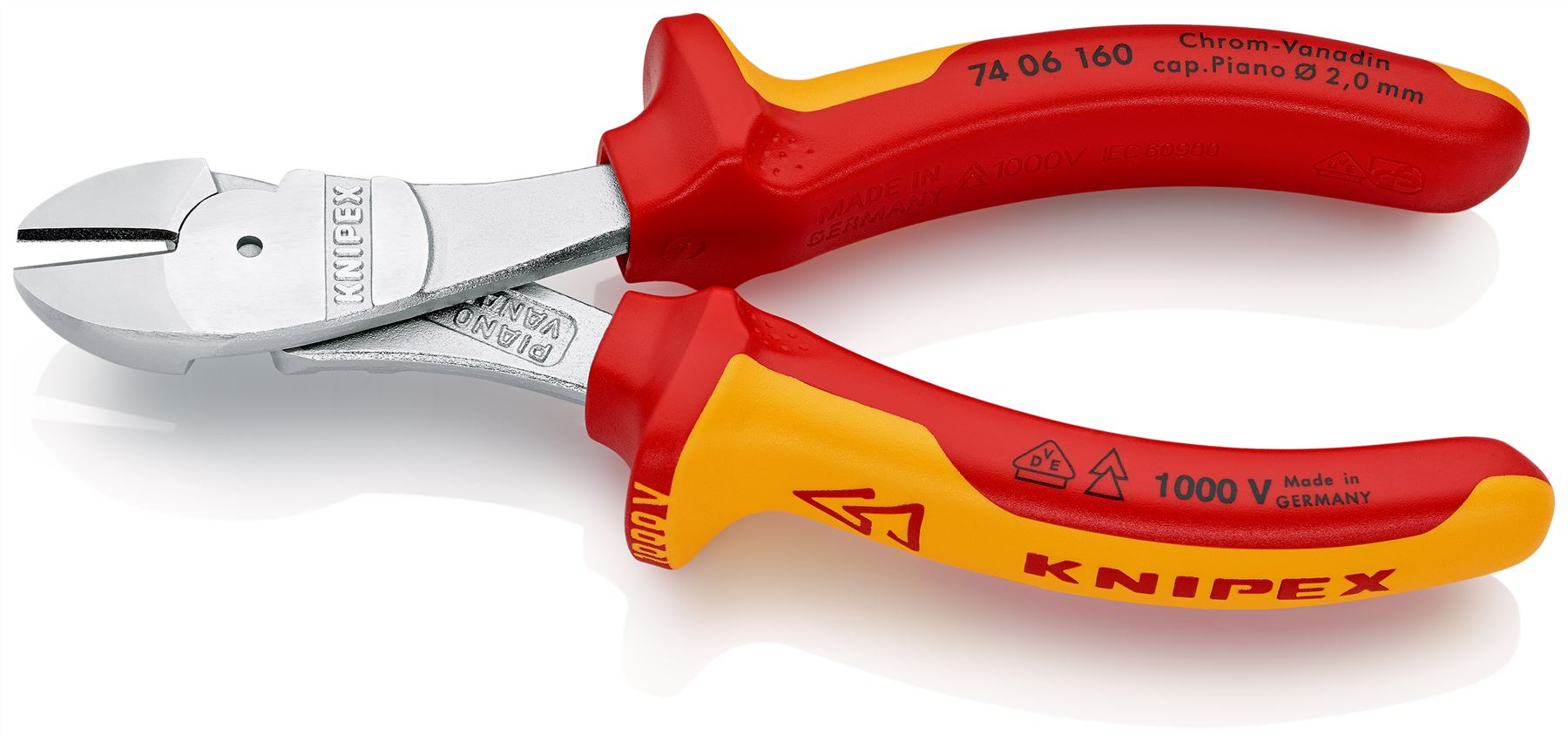 KNIPEX Diagonal Cutting Pliers High Leverage Side Cutters 160mm VDE Multi Component Grips 74 06 160