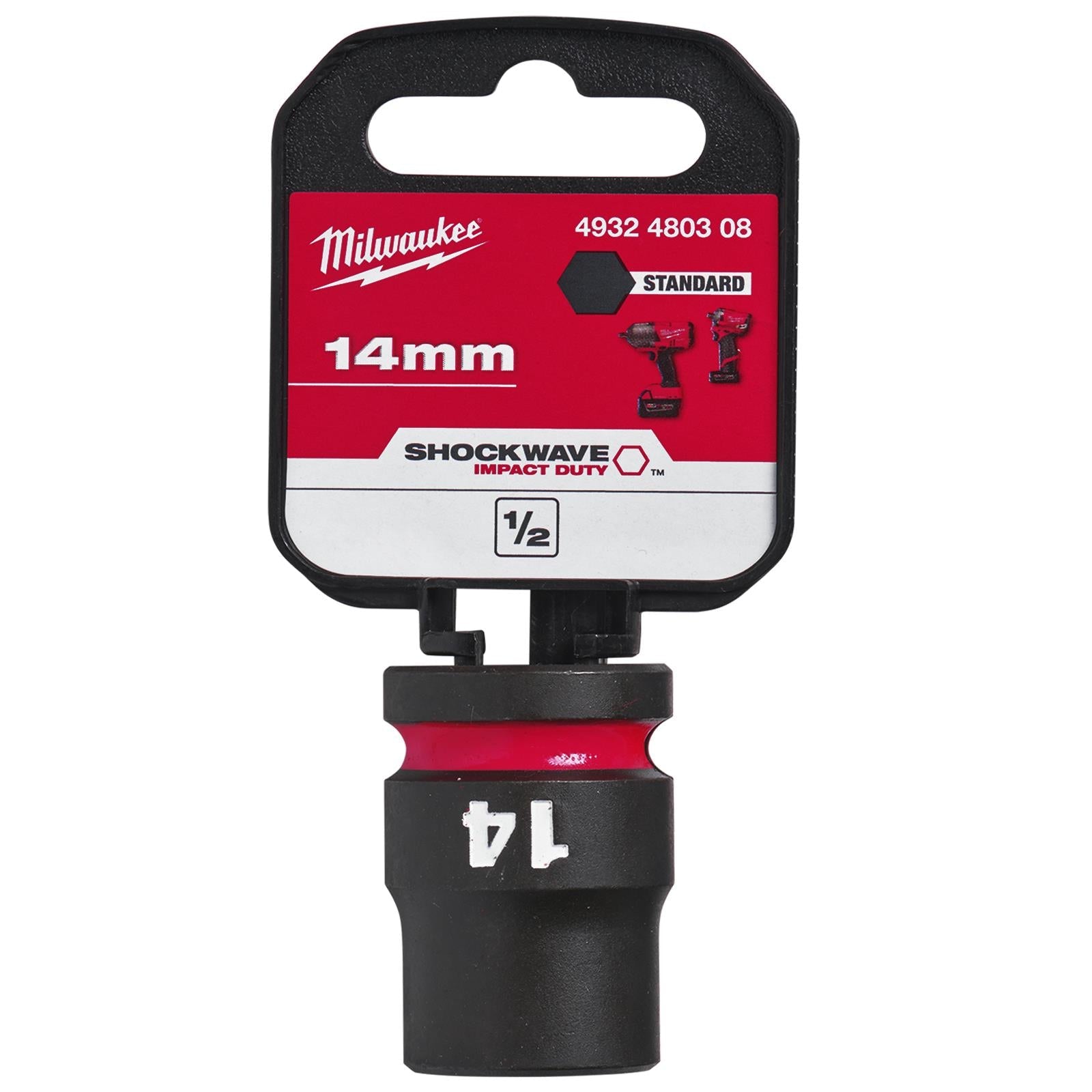 Milwaukee Impact Sockets Standard 1/2" Drive 8-32mm SHOCKWAVE Impact Duty 