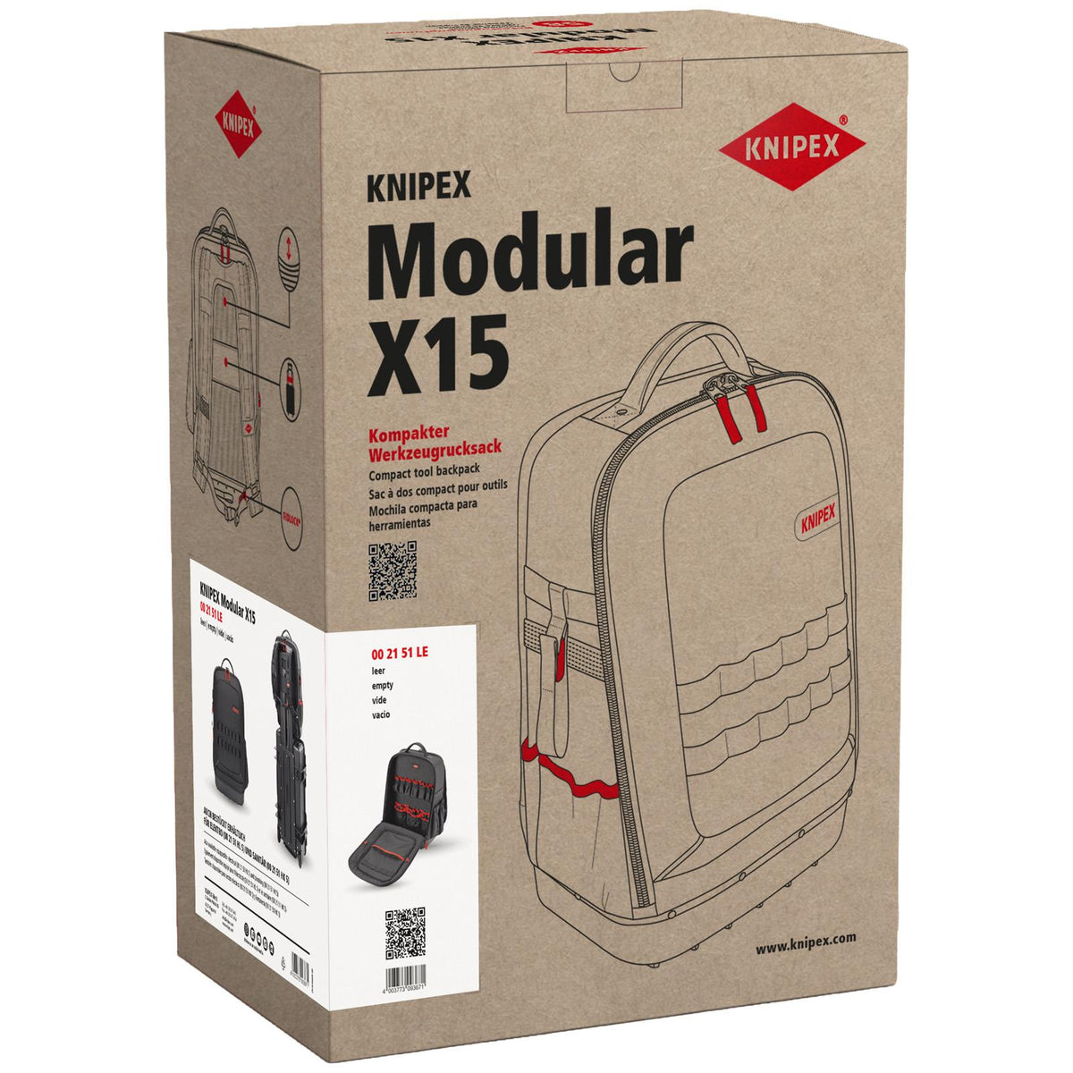 KNIPEX Tool Backpack Modular X15 Empty Tool Bag 00 21 51 LE  White Rose Tools