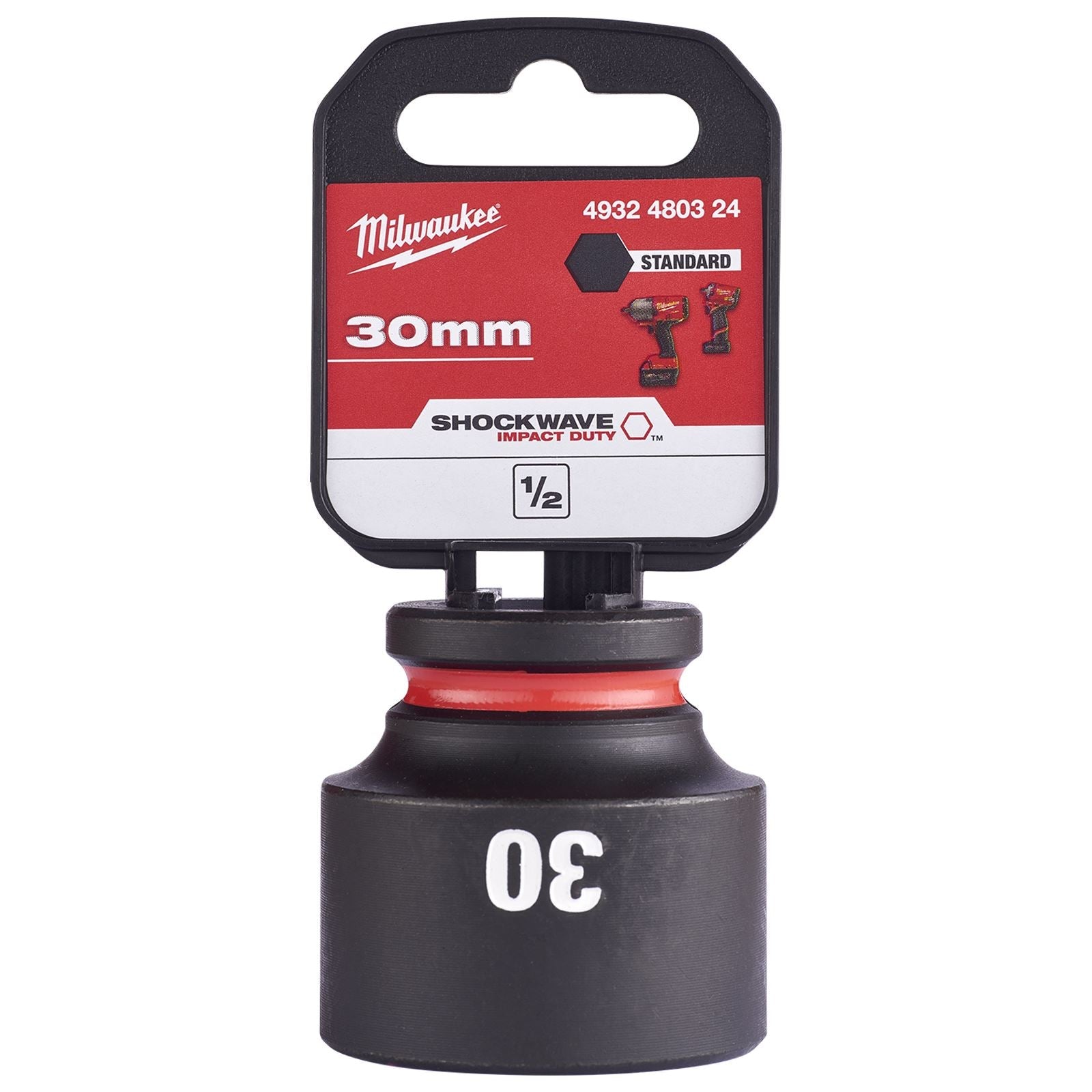 Milwaukee Impact Sockets Standard 1/2" Drive 8-32mm SHOCKWAVE Impact Duty 
