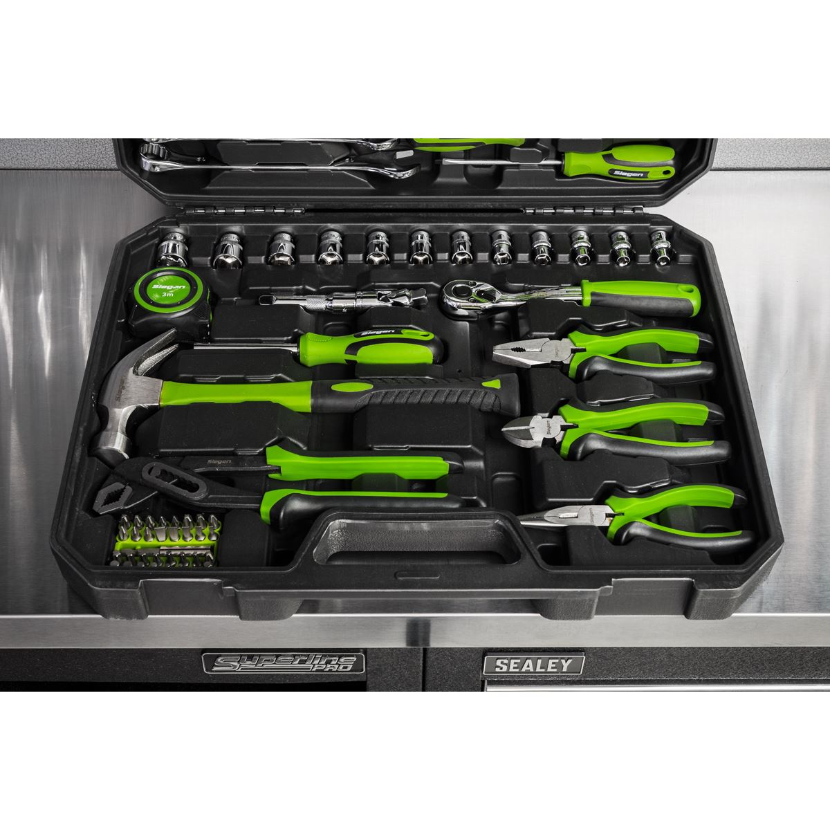 Siegen by Sealey Tool Kit 84 Piece 3/8" Drive Sockets Spanners Screwdrivers Pliers Hacksaw