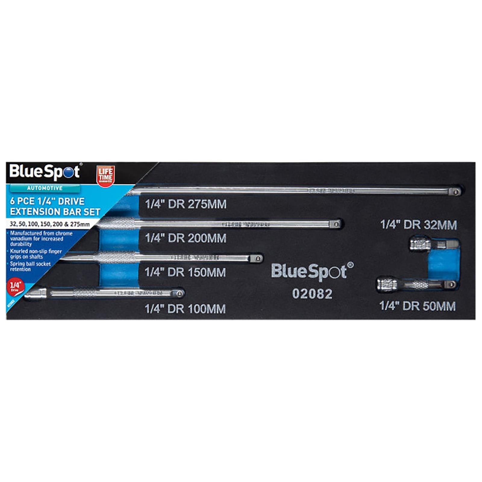 BlueSpot Extension Bar Set 1/4" Drive 6 Piece in EVA Foam 