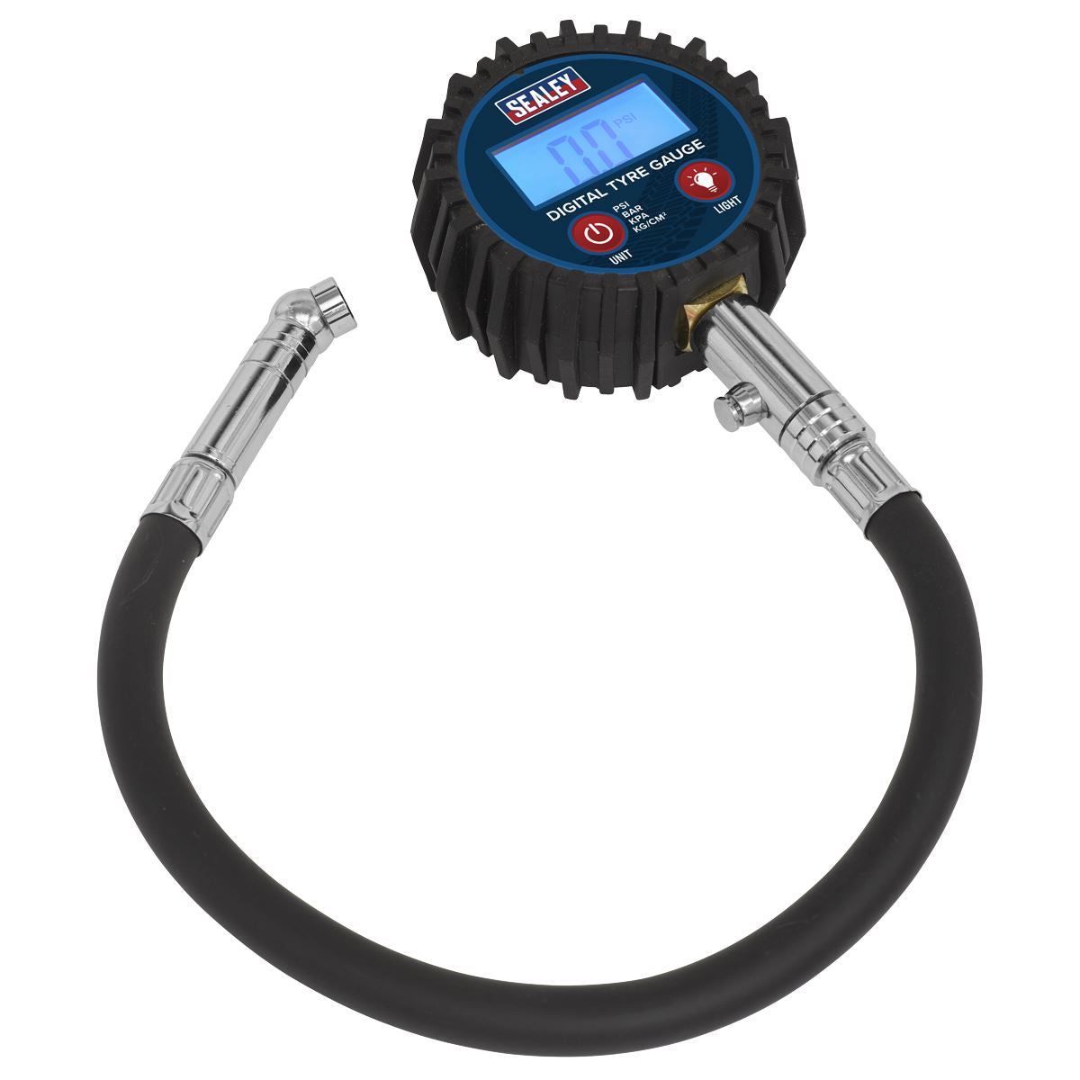 Sealey Digital Tyre Pressure Gauge with Push-On Connector 
