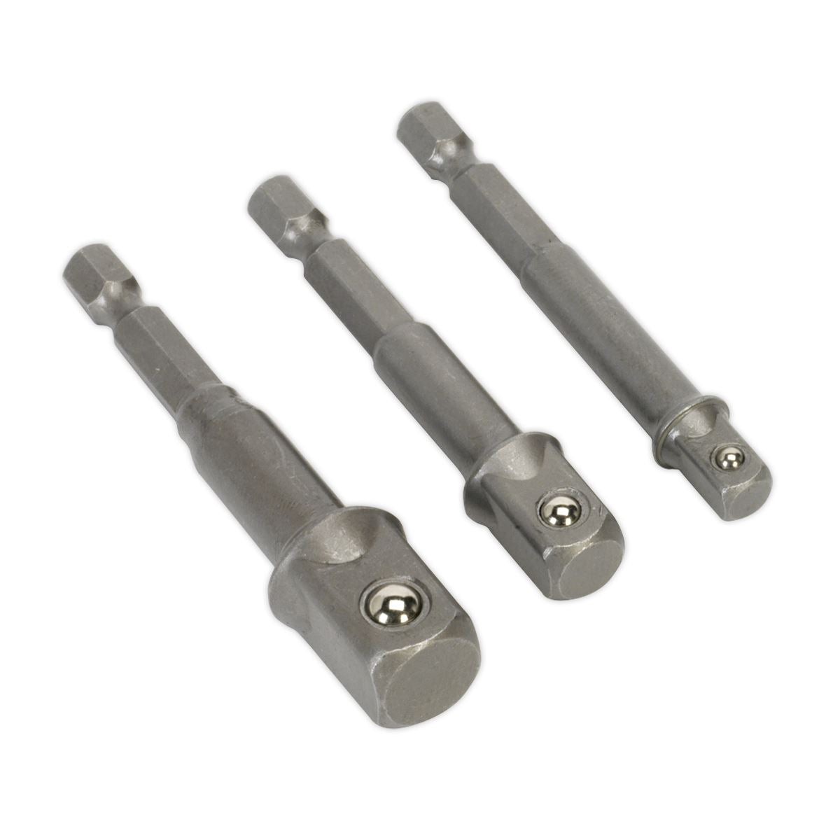 Sealey 3 Piece Power Tool Socket Adaptor Set 1/4" 3/8" 1/2" Drill Converter