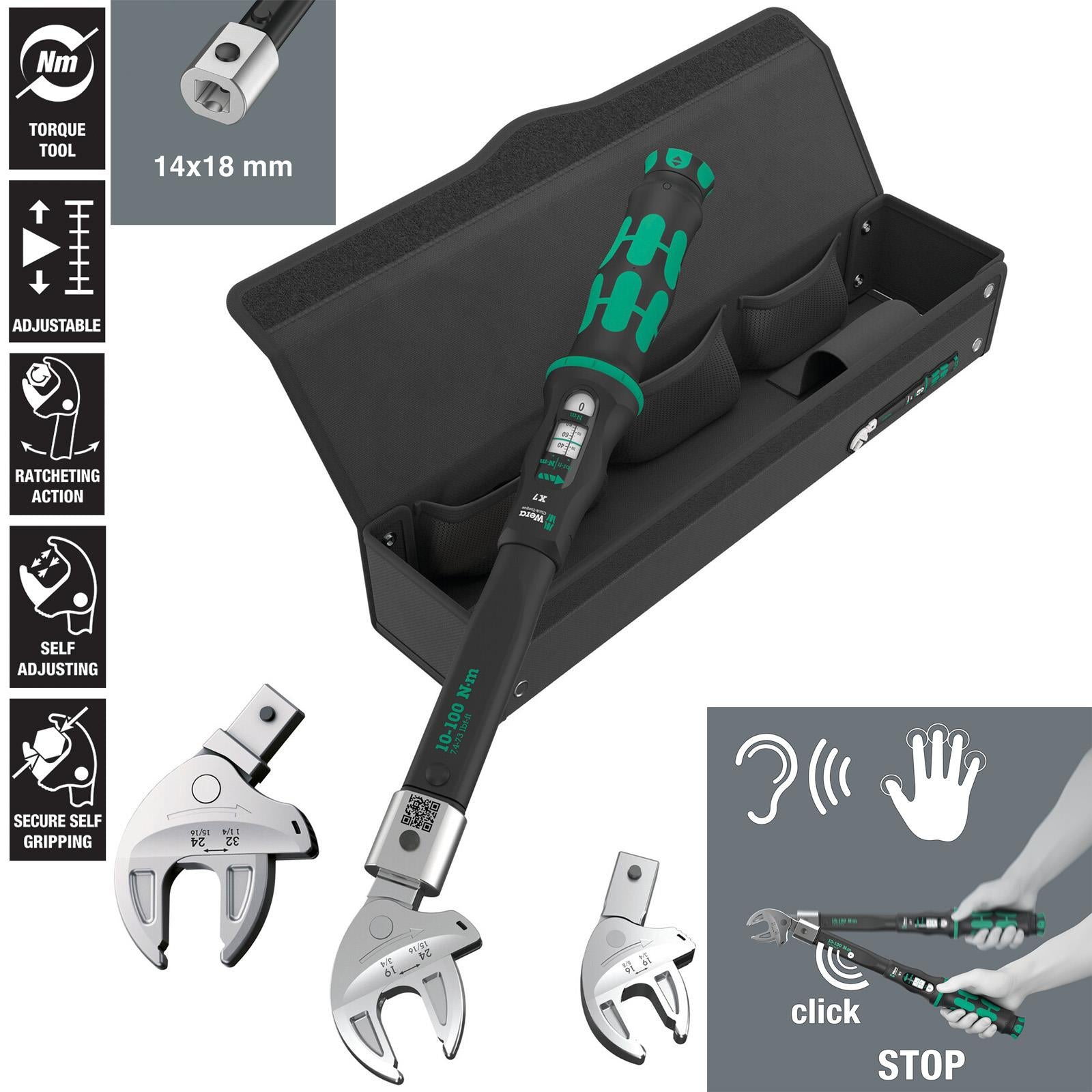 Wera Torque Wrench 10-100 Nm Click Torque X 7 14x18mm Joker Spanner Wrench Accessories 7880 Choose Option