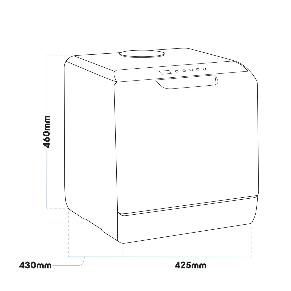 Baridi 2-4 Place Settings Mini Portable Tabletop Dishwasher, 5 Wash Functions