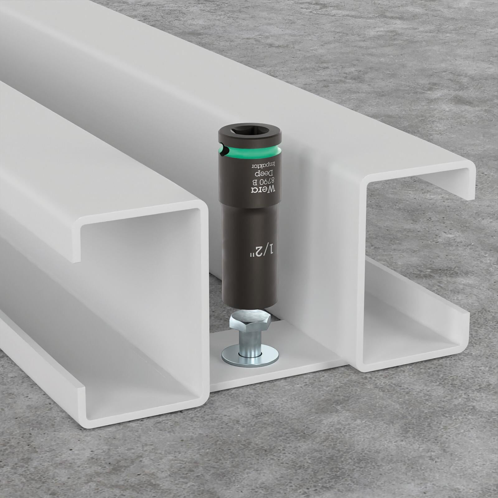 Wera Impact Socket Set Deep 3/8" Drive 9 Pieces 9661 Magnetic Rail B Impaktor Deep Imperial 1
