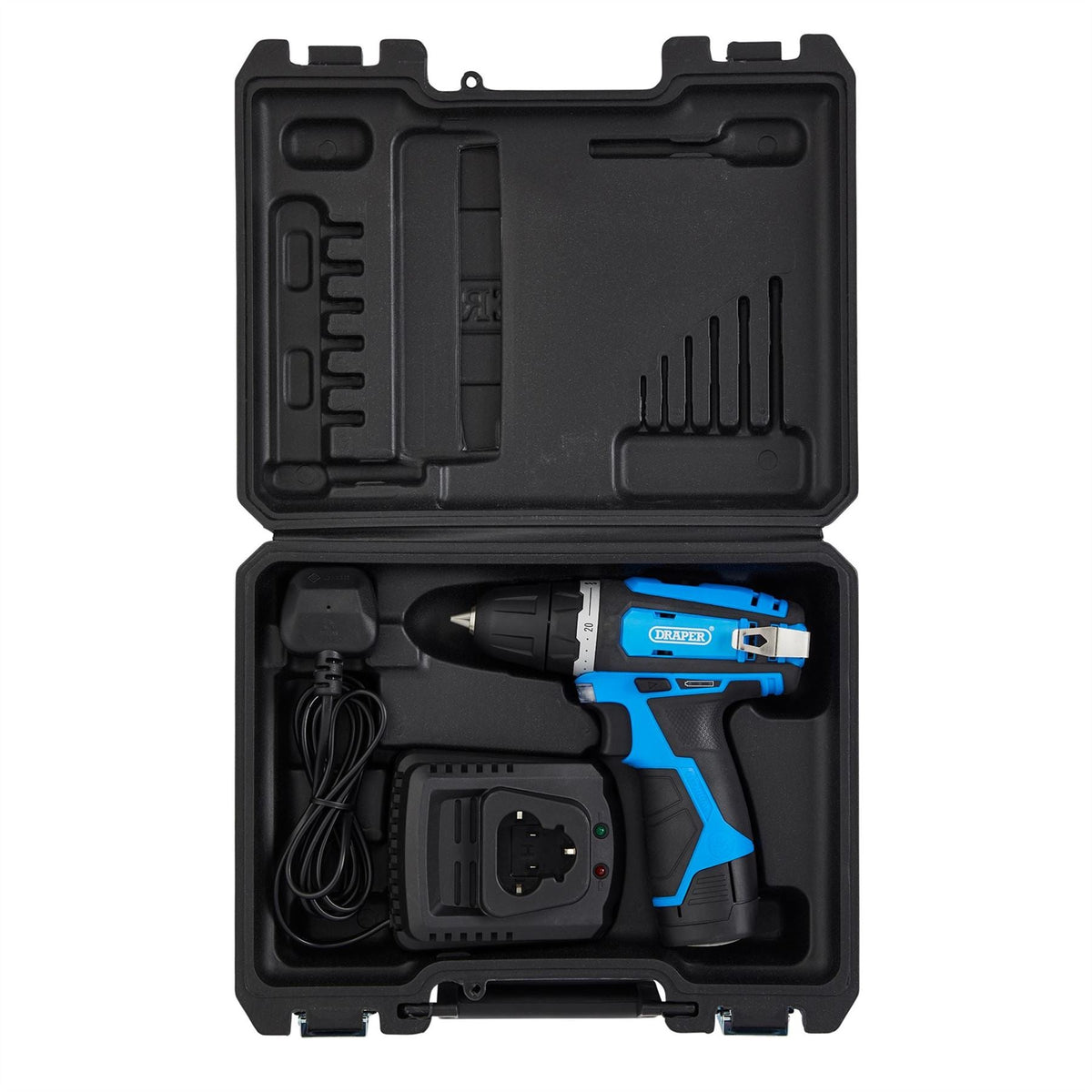 Draper 12V Drill Driver 1 x 1.5Ah Battery 1 x Fast Charger 70328  White Rose Tools