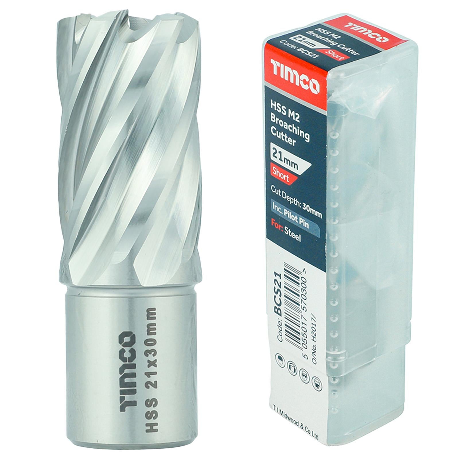 TIMCO Broaching Cutters M2 HSS Steel Mag Drill Bit and Replacement Pilot Pins - Choose Size