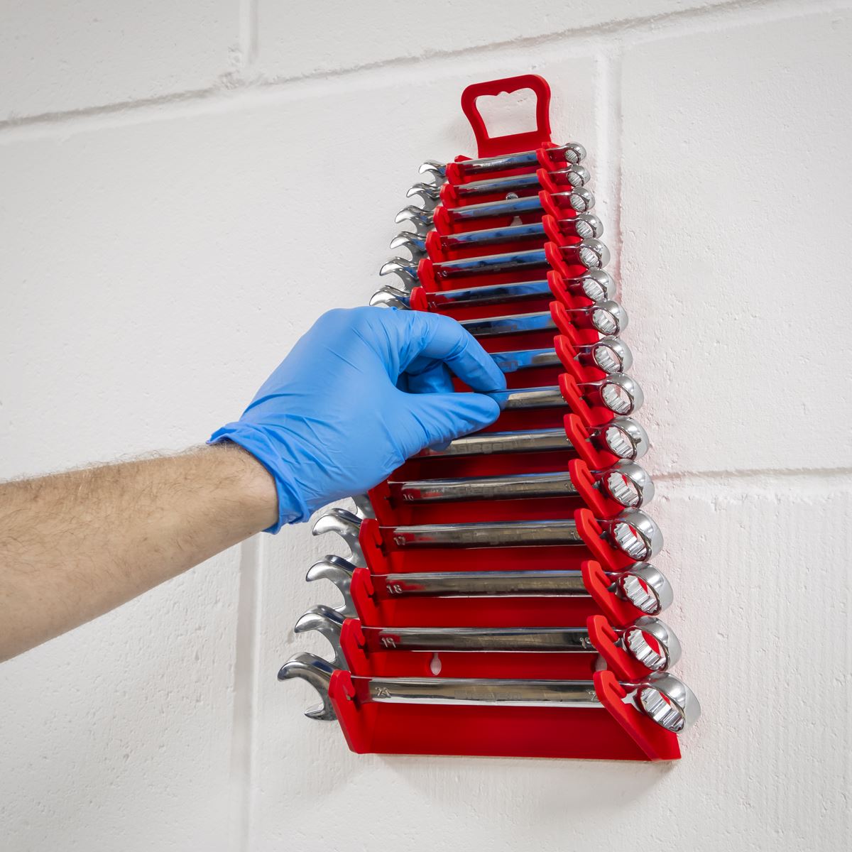 Sealey Premier 15 Capacity Reverse Spanner Rack Non Marking Wall Mounted Storage 