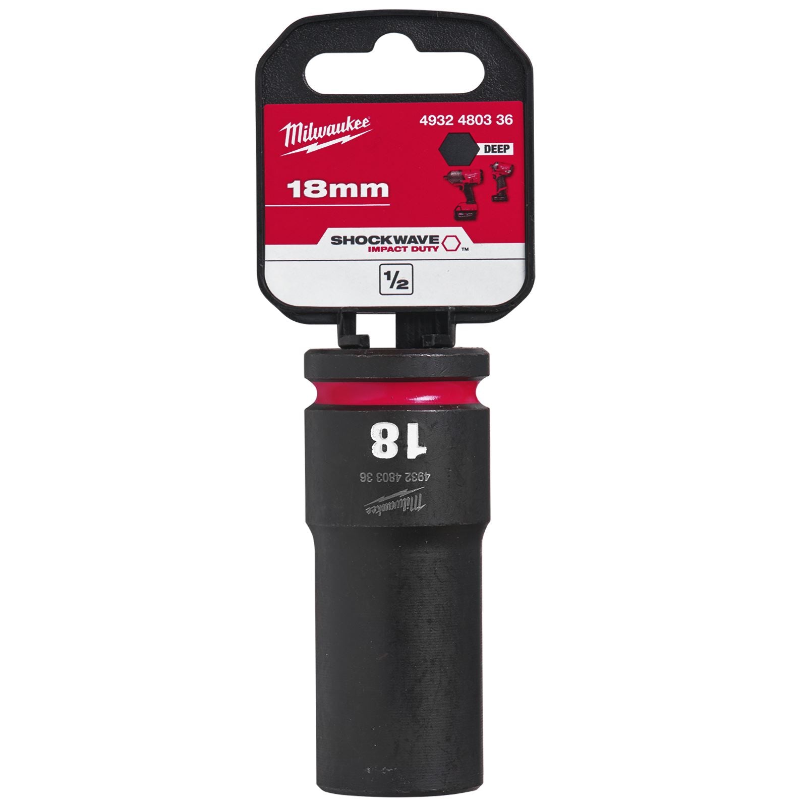 Milwaukee Impact Sockets Deep 1/2" Drive 8-36mm SHOCKWAVE Impact Duty 