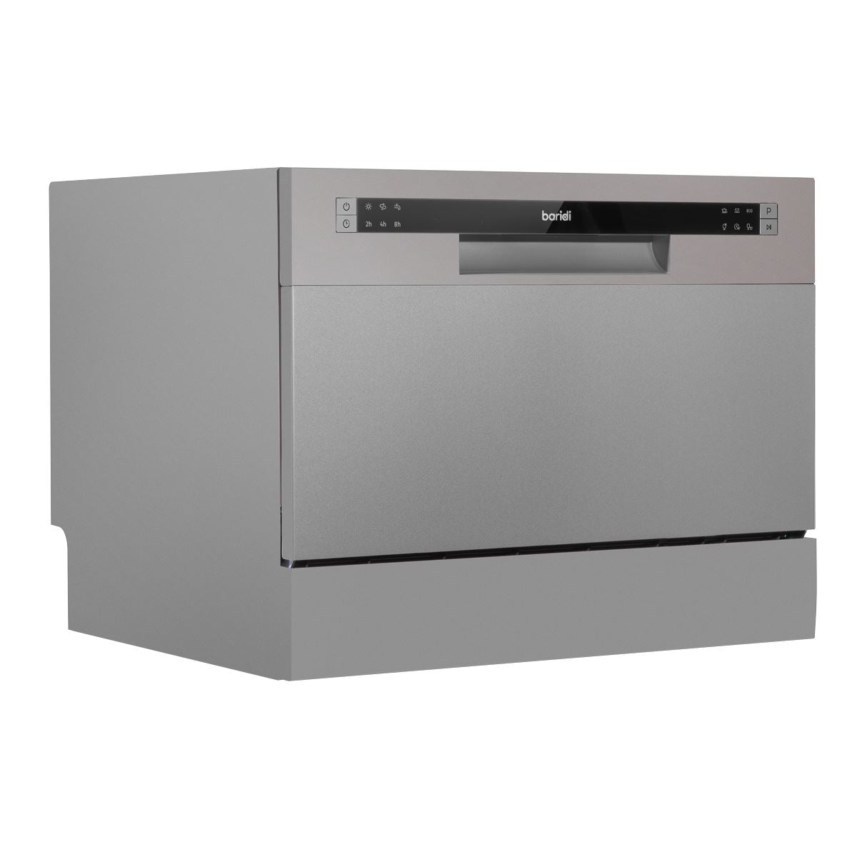 Baridi Compact Tabletop Dishwasher 6 Place Settings, 6 Programmes, Low Noise, 6.5L Cycle, Start Delay - Silver