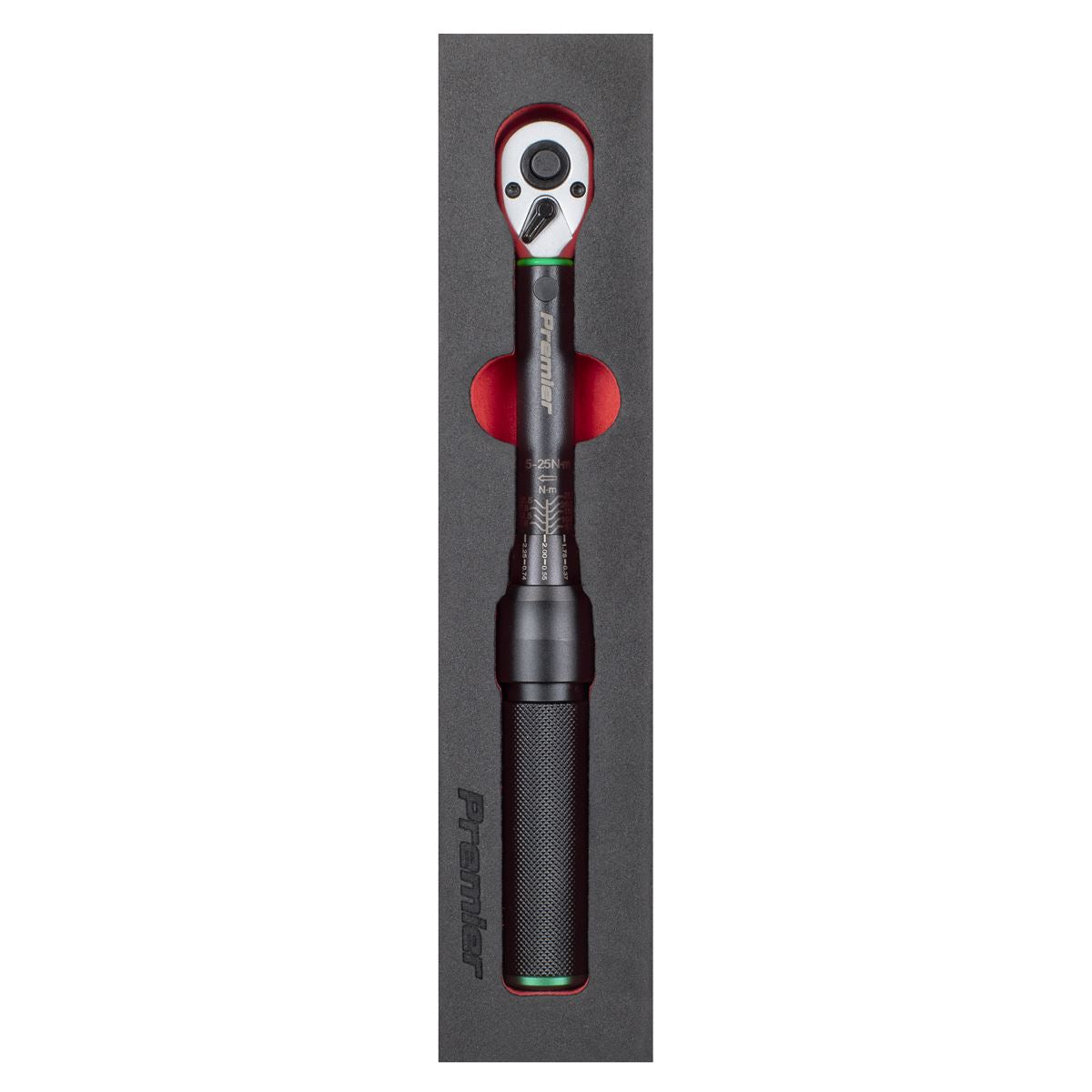 Sealey Premier Black Torque Wrench Micrometer Style 1/4"Sq Drive Calibrated 5-25Nm - Premier Black  White Rose Tools