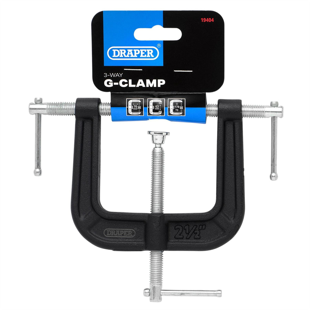 Draper 3-Way G-Clamp 63mm 19404  White Rose Tools