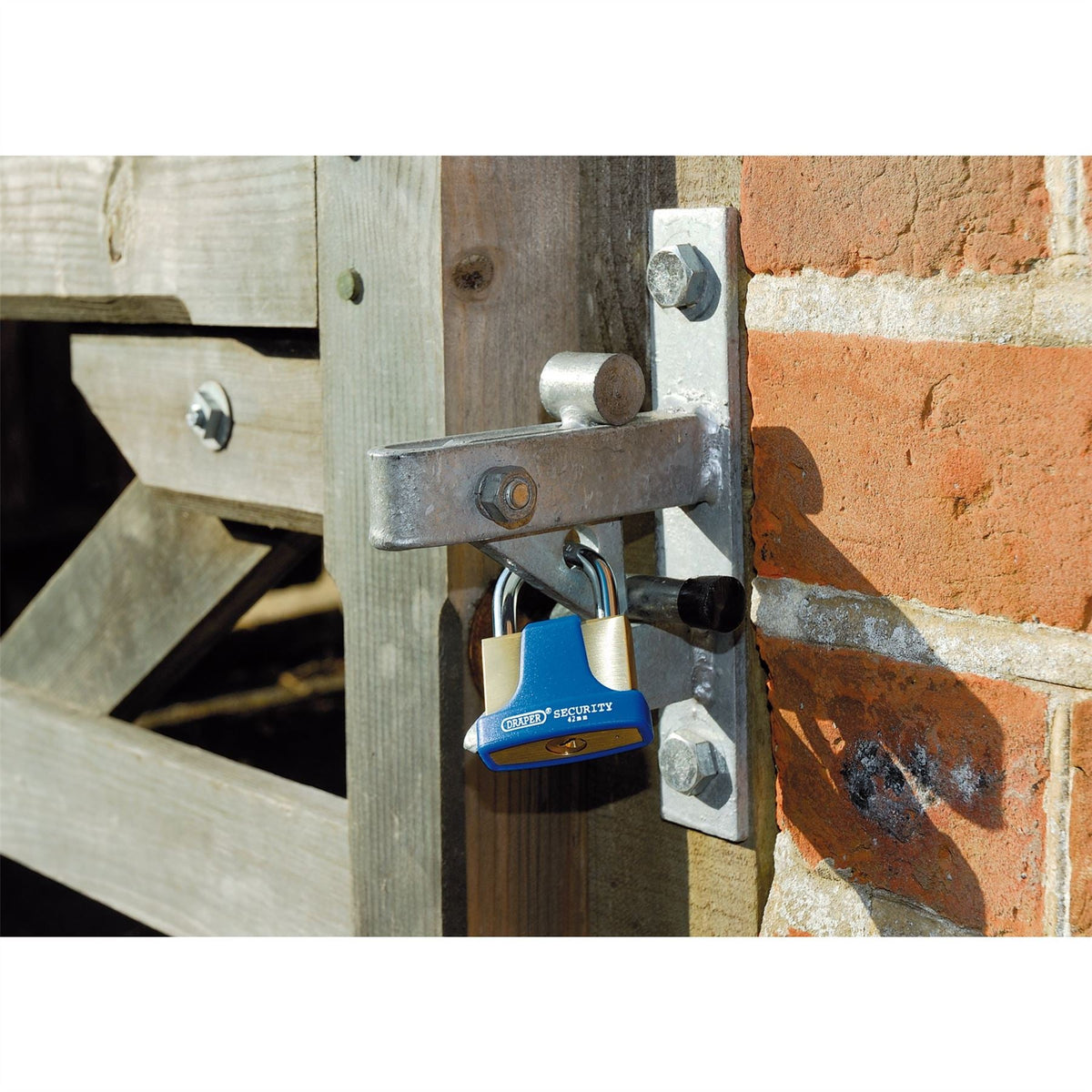 Draper Solid Brass Padlock and 2 Keys with Hardened Steel Shackle and Bumper 42mm 64165  White Rose Tools