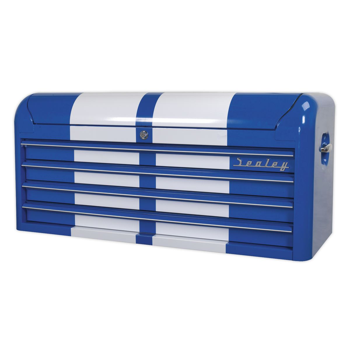 Sealey Premier Topchest 4 Drawer Wide Retro Style - Blue with White Stripes 