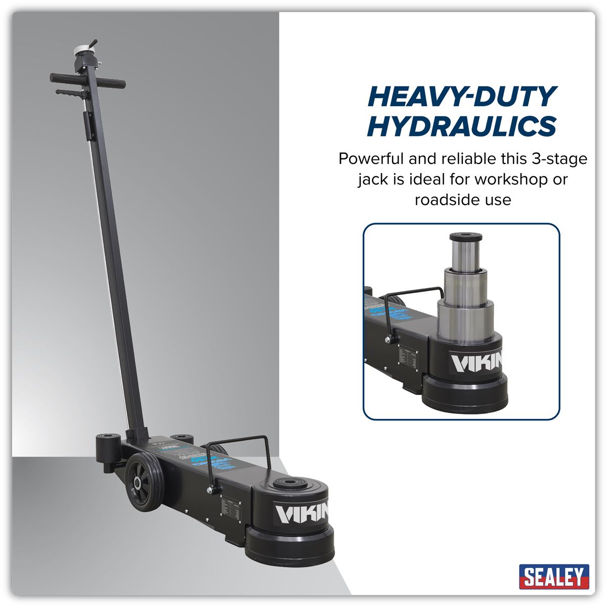 Sealey Viking Long Reach/Low Profile Air Operated Telescopic Jack 20-60 Tonne