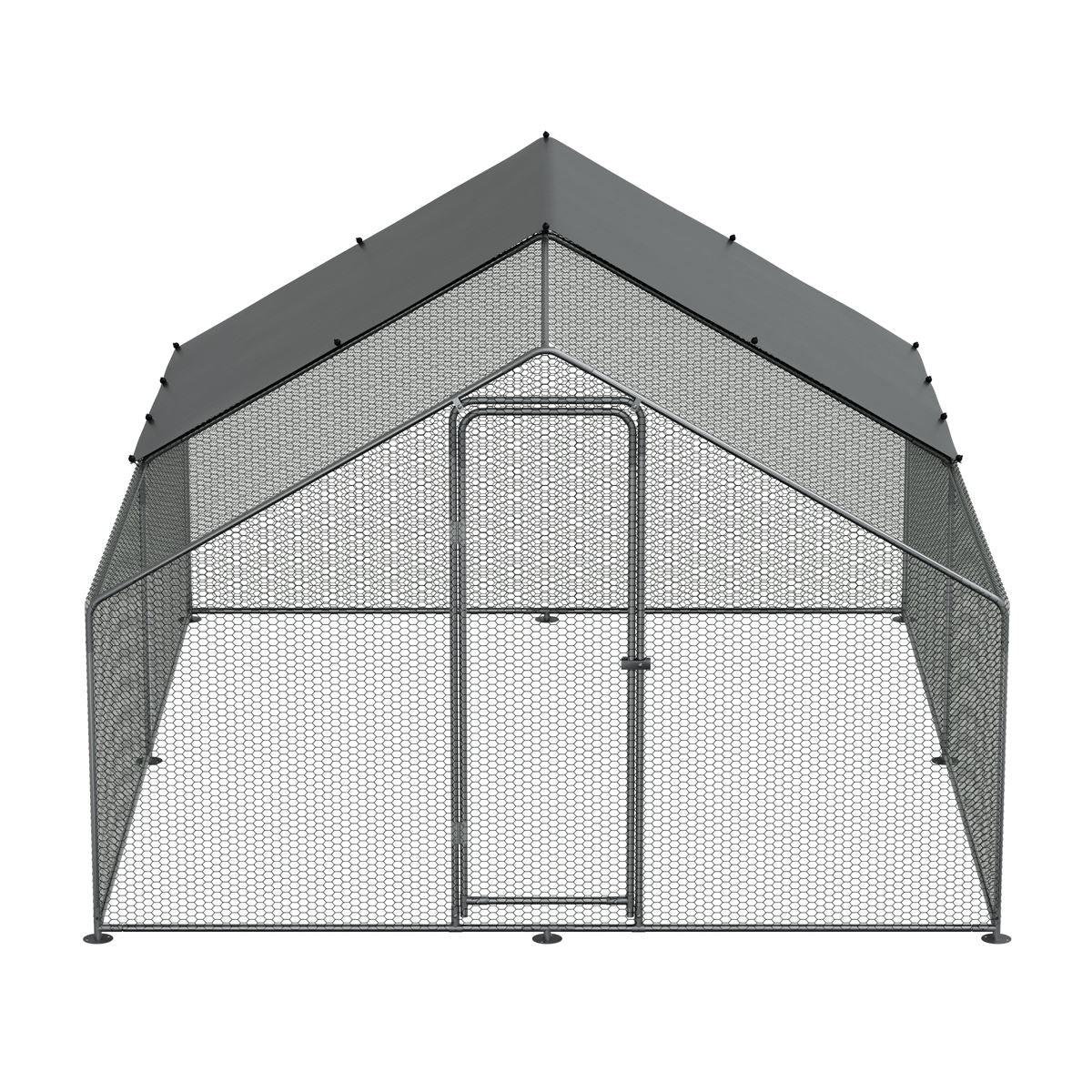 Dellonda 3 x 4 x 2m Walk-In Chicken Run, Galvanized Steel, Roof Cover, PVC Coated Chicken Wire