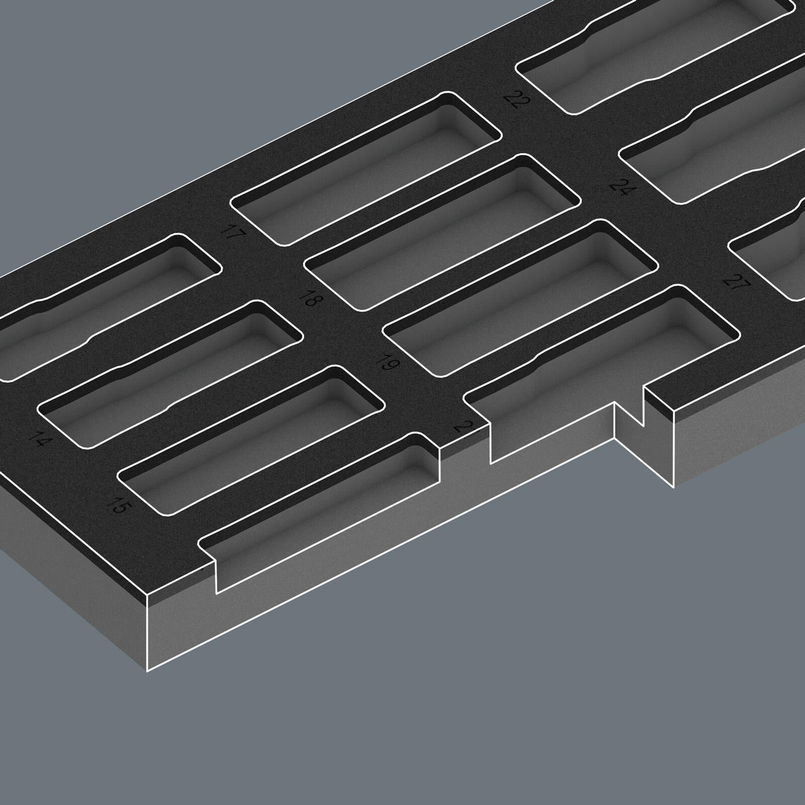 Wera Foam Insert Deep Impact Socket Set Zyklop C Impaktor Deep Socket Set 1 1/2" Drive 13-27mm 9725 11 Pieces