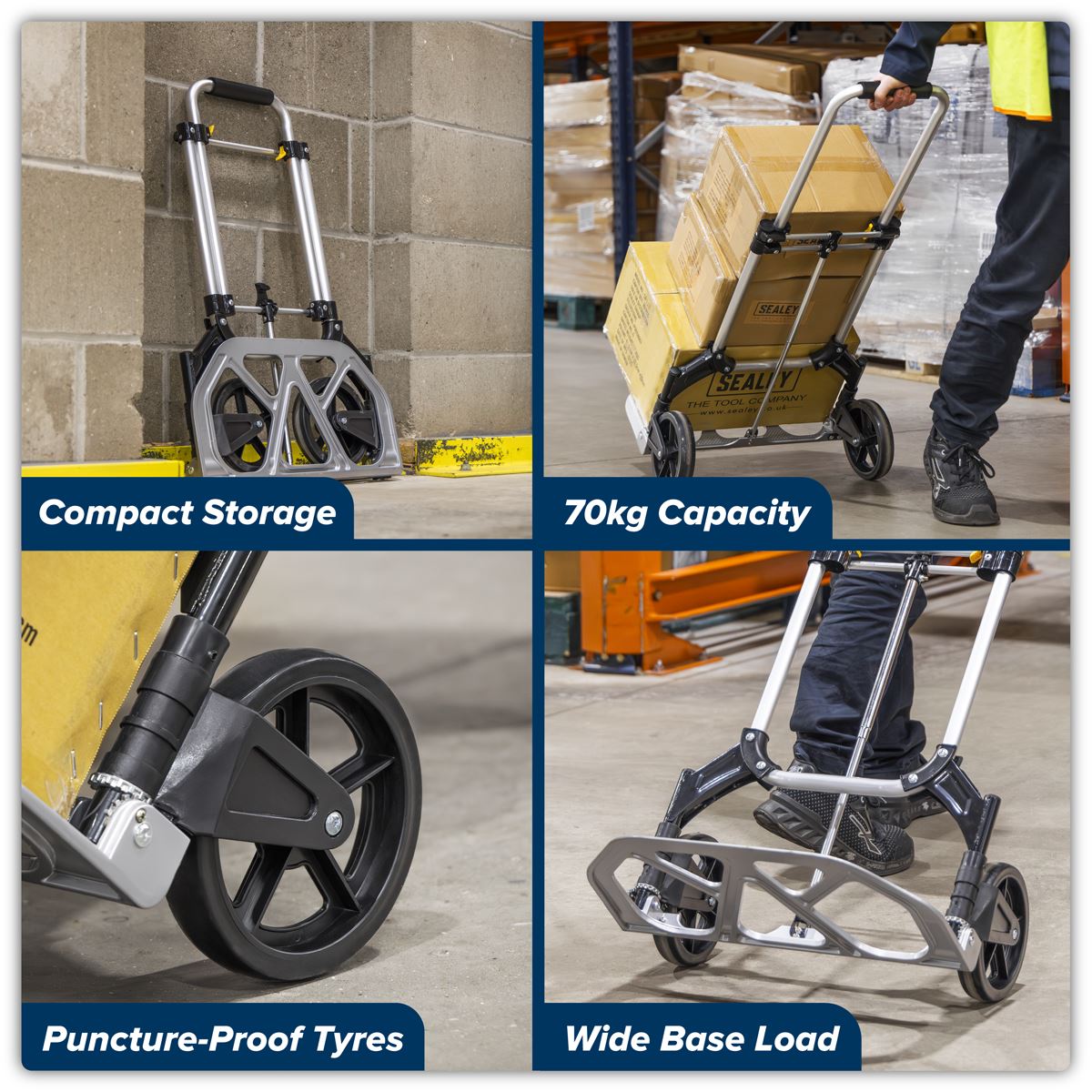 Sealey Aluminium Folding Sack Truck 70kg Capacity