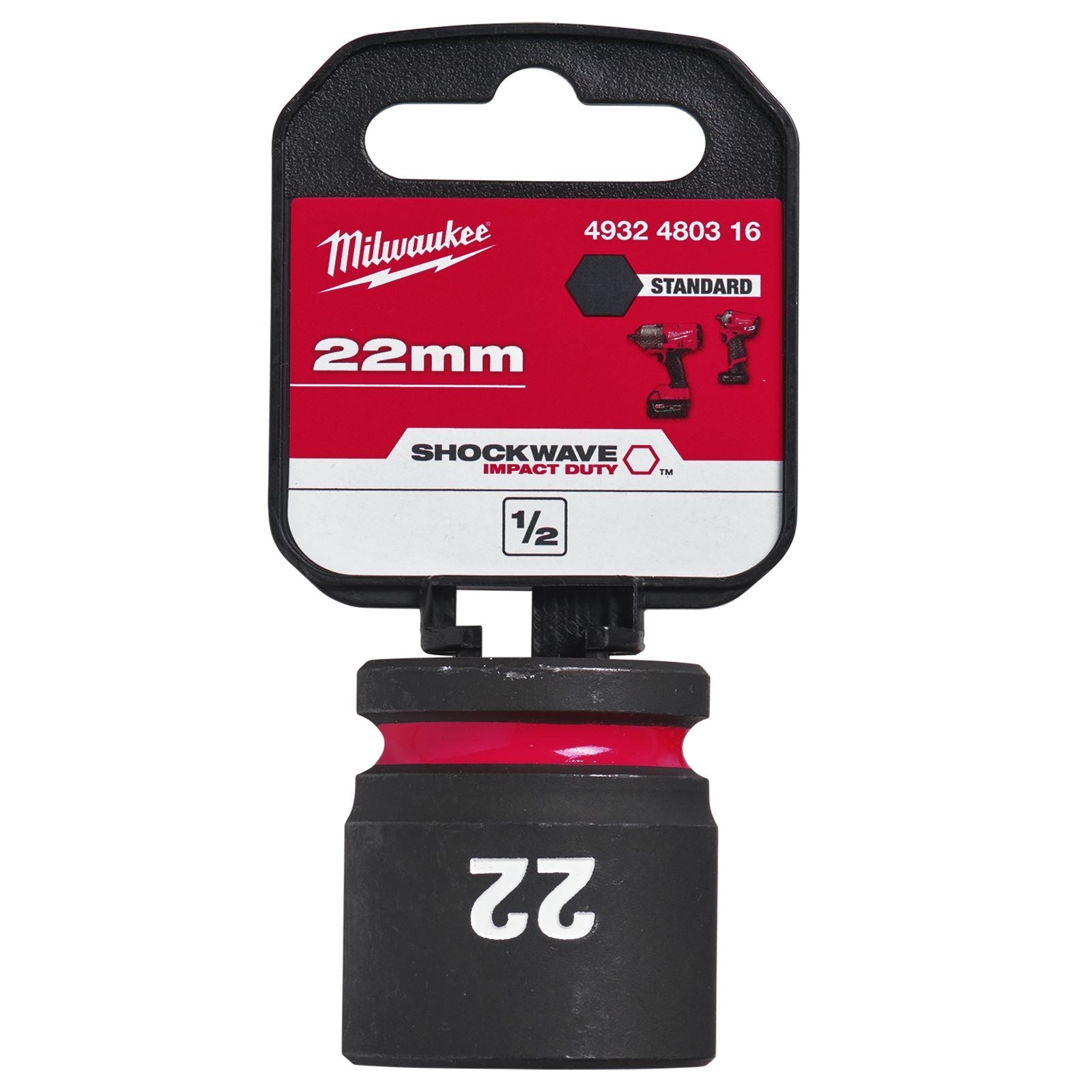 Milwaukee Impact Sockets Standard 1/2" Drive 8-32mm SHOCKWAVE Impact Duty 