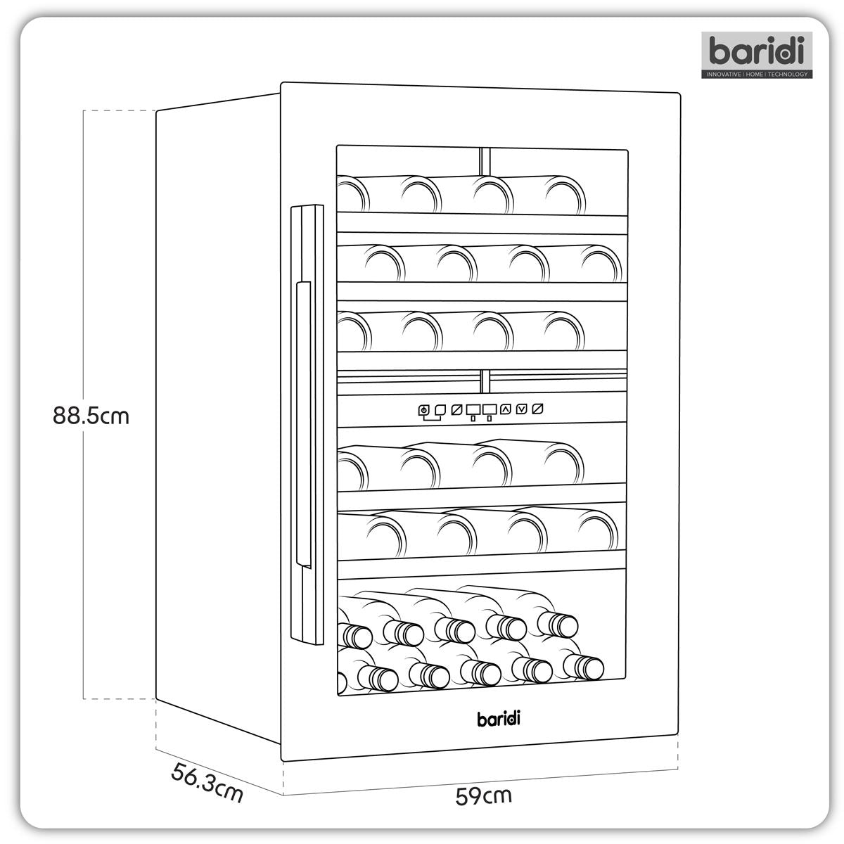 Baridi 57 Bottle Dual Zone Wine Fridge & Cooler 60cm  White Rose Tools