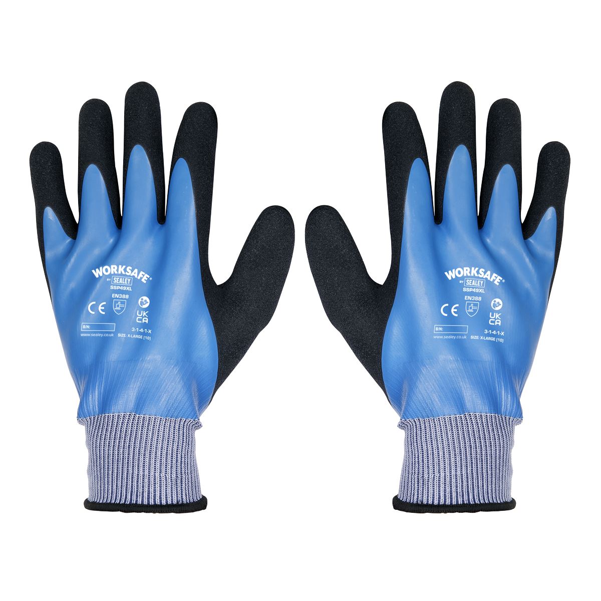 Worksafe by Sealey Waterproof Latex Gloves X-Large – Pair