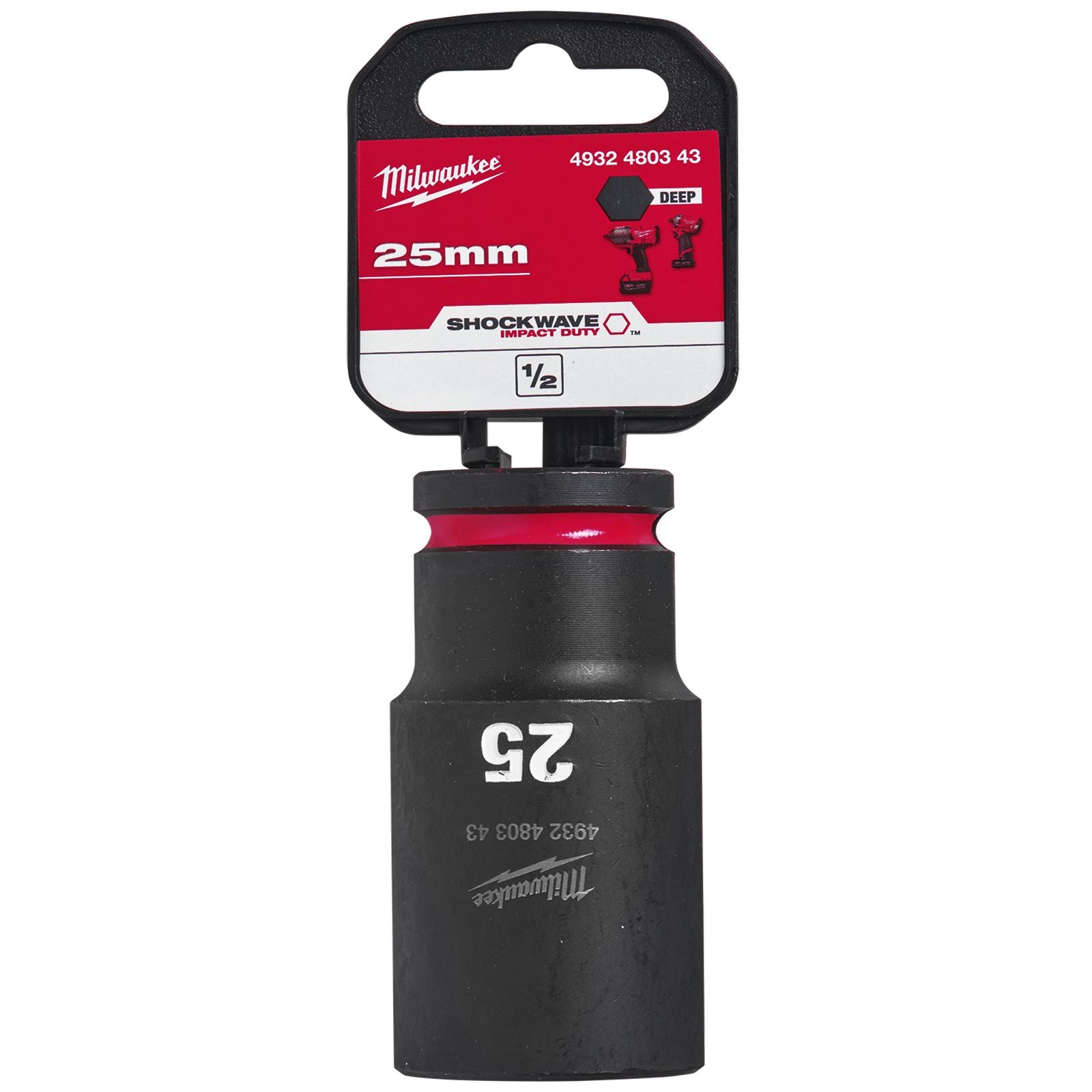 Milwaukee Impact Sockets Deep 1/2" Drive 8-36mm SHOCKWAVE Impact Duty 
