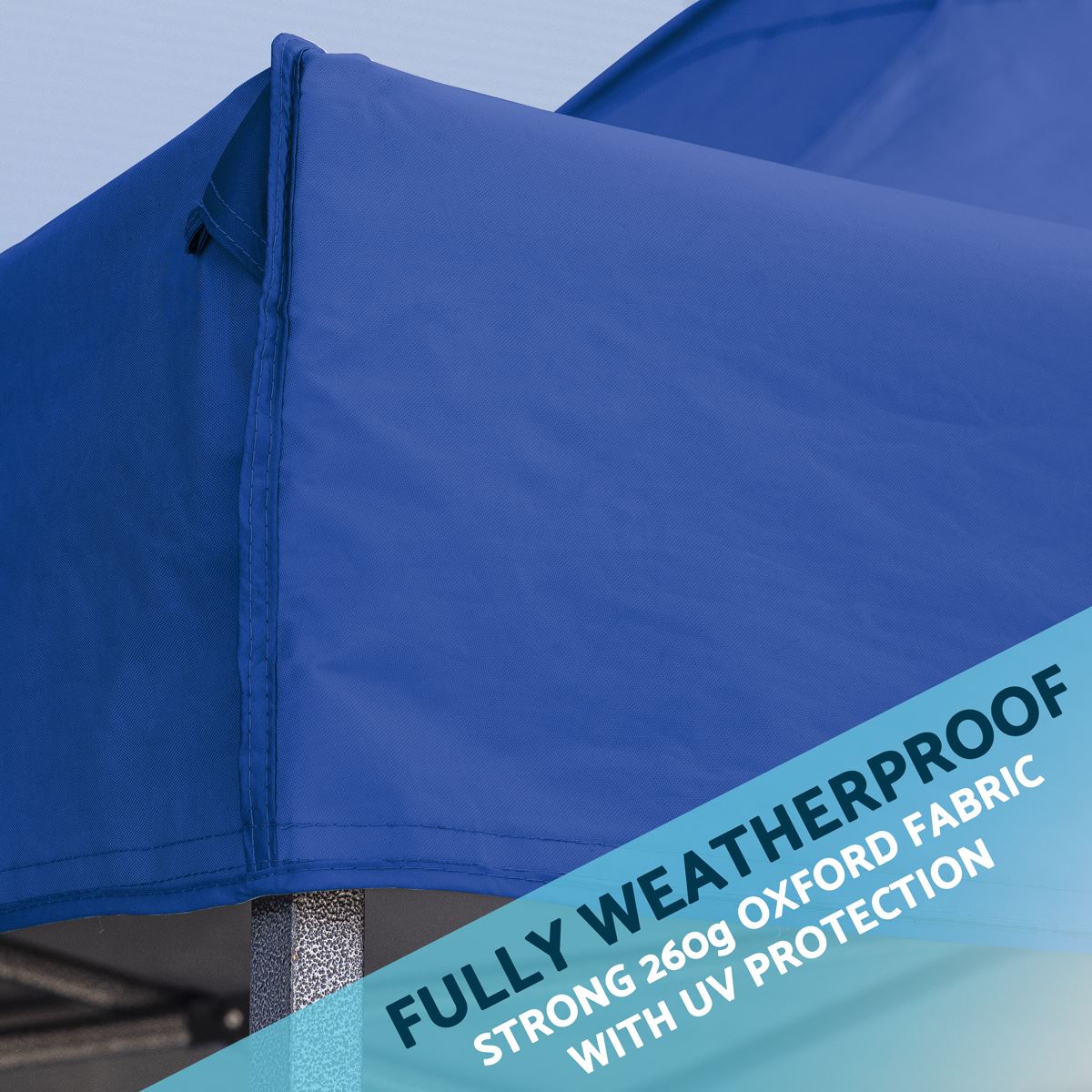 Dellonda Premium 3x6m Pop-Up Gazebo, Heavy Duty, PVC Coated, Water Resistant Fabric, Supplied with Carry Bag, Rope, Stakes & Weight Bags - Blue Canopy