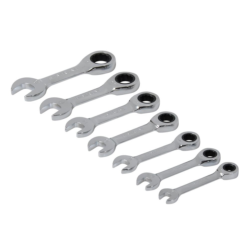 Silverline Stubby Ratchet Spanner Set 7pce 8 - 19mm 199916